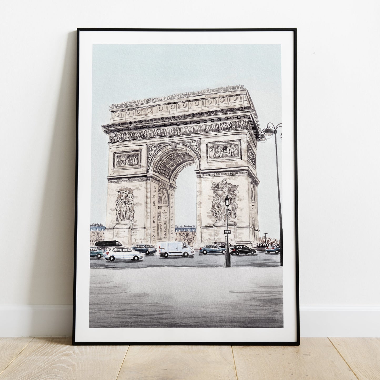 Arc De Triomphe Watercolor Wall Art - NorrskenArt
