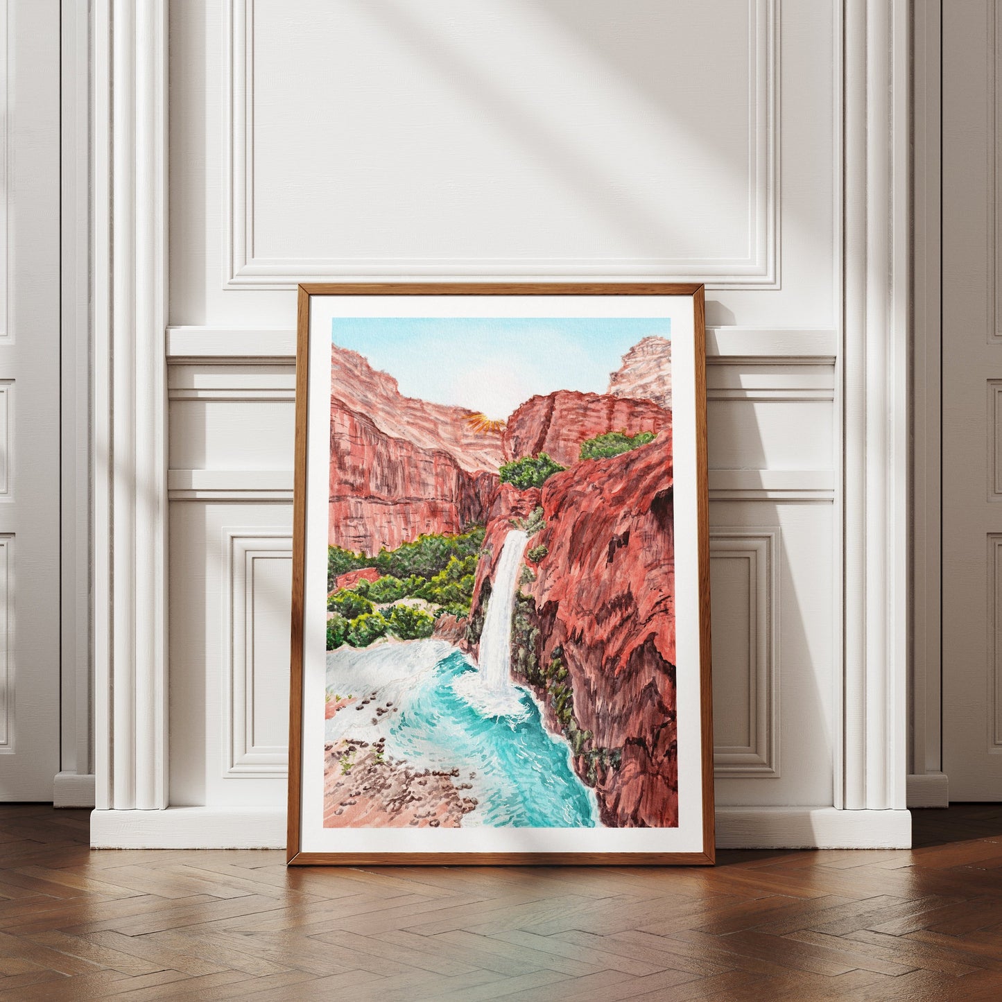 Havasu Falls, Arizona - Watercolor Landscape Art Print - NorrskenArt