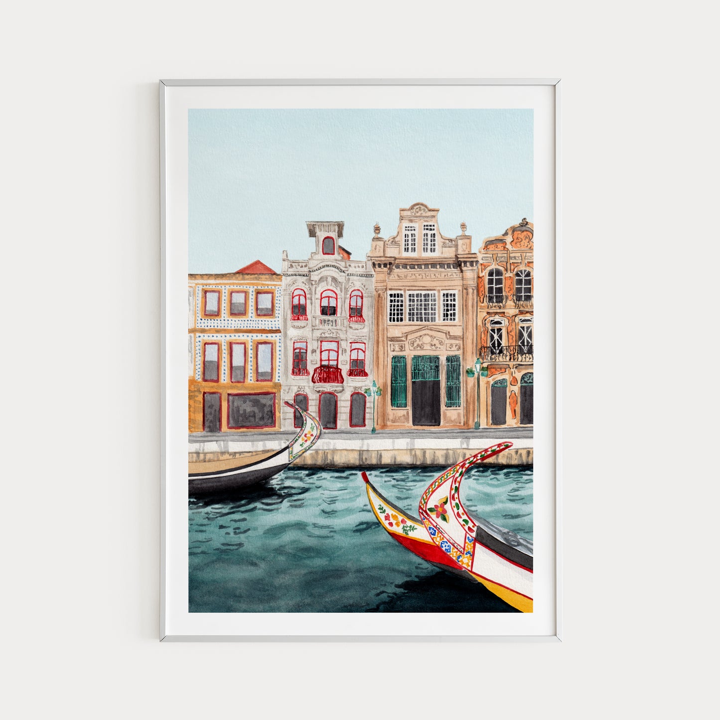 Aveiro Portugal Watercolor Wall Art -Mediterranean Decor - Travel Art - Aveiro Painting