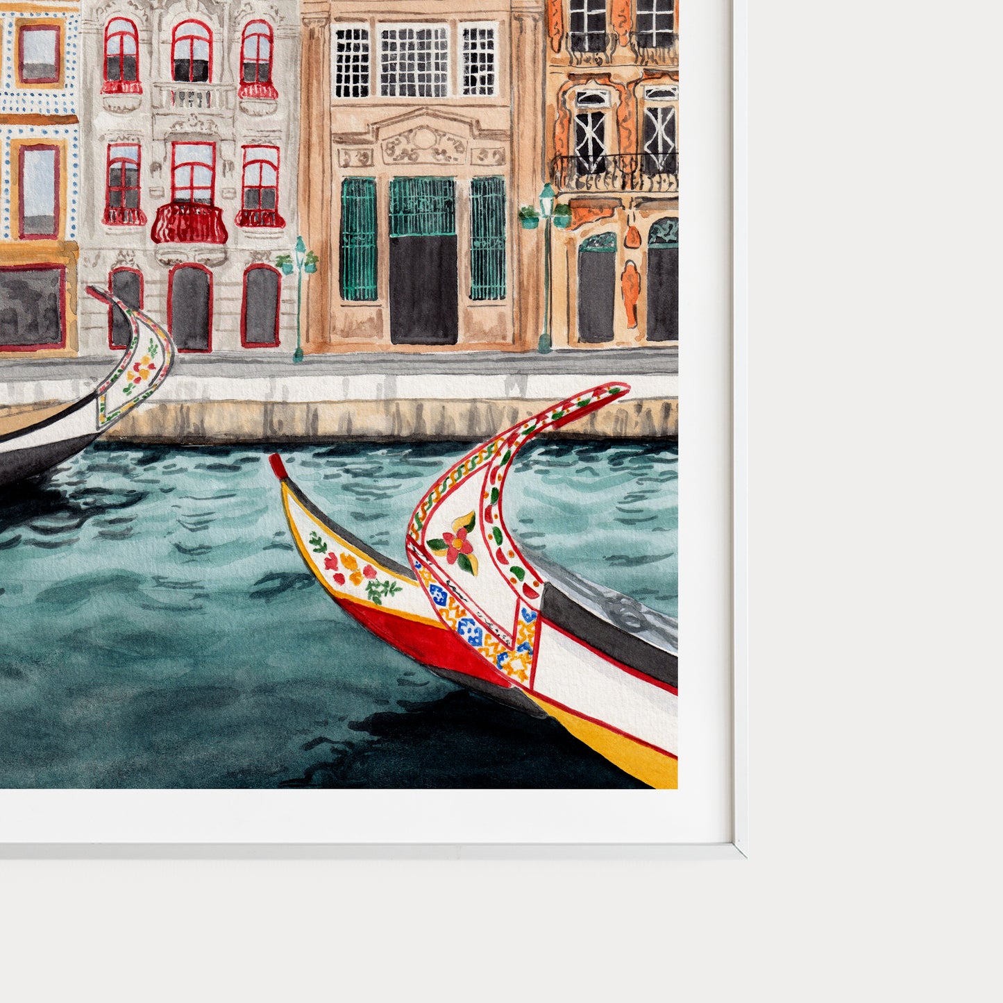 Aveiro Portugal pared arte acuarela pintura Portugal decoración Aveiro paisaje urbano Europa arte viaje regalo