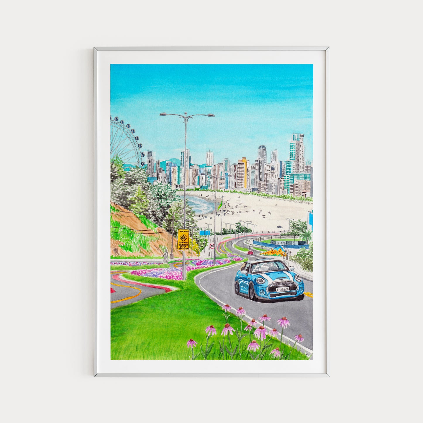 Balneario Camboriu Wall Art -Watercolor Painting - Brazil Wall Decor - NorrskenArt