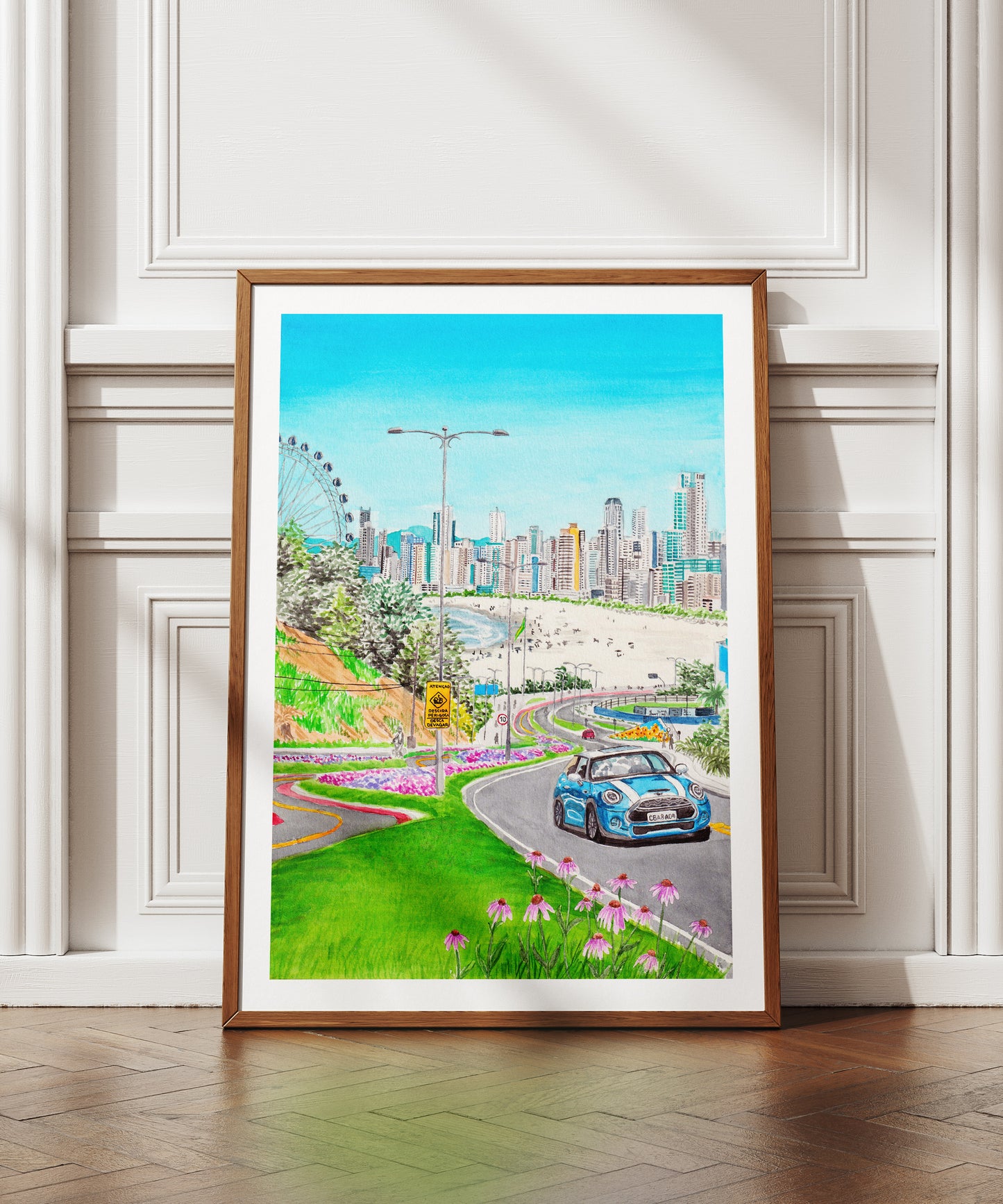 Balneario Camboriu Watercolor Cityscape - NorrskenArt