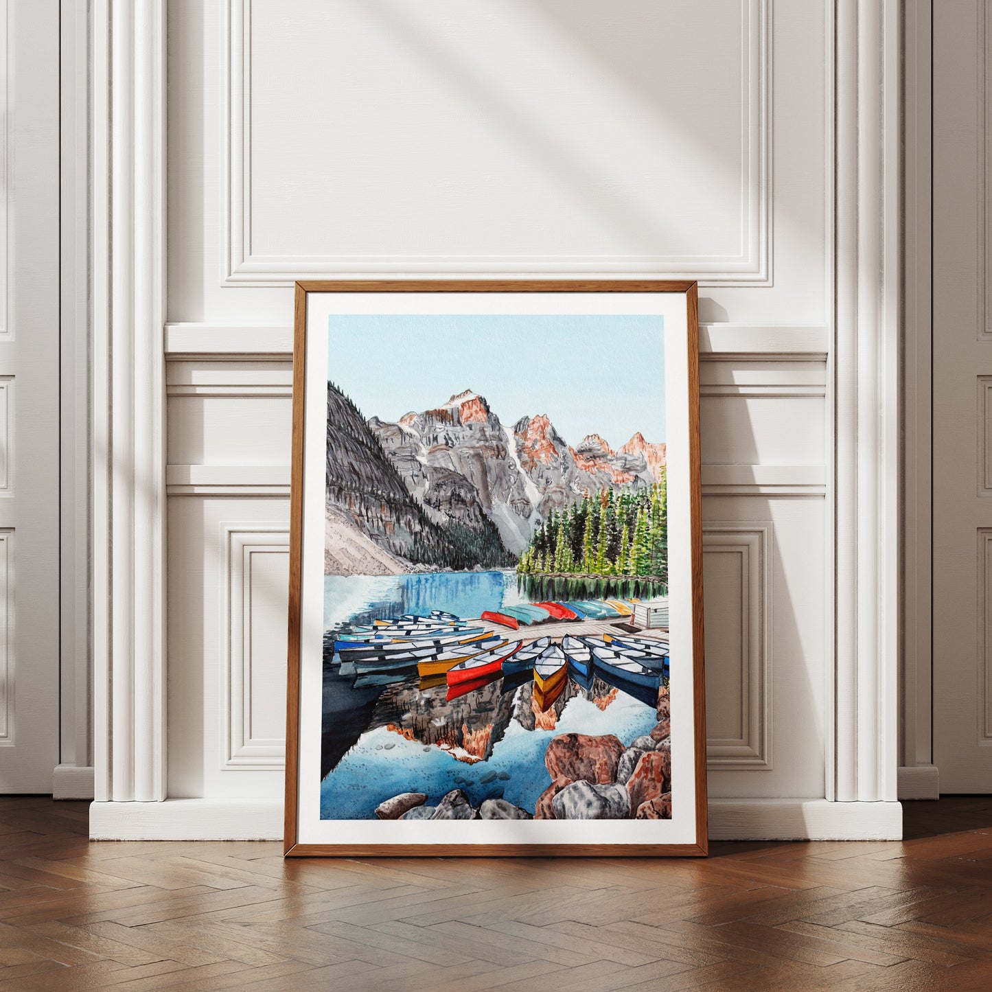 Banff National Park watercolor landscape - NorrskenArt