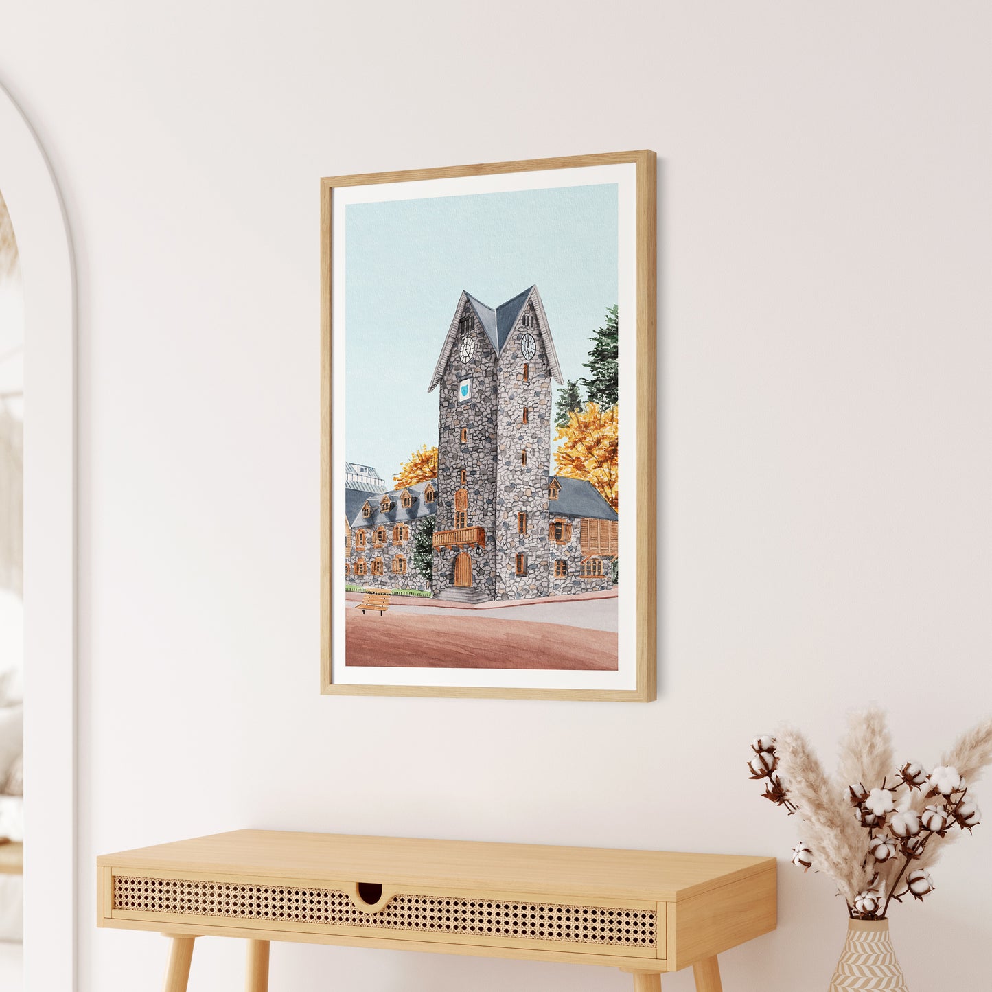 Bariloche Argentina Watercolor Wall Art, Fall Decor, Bariloche Painting, Bariloche Cityscape, South America Travel Art