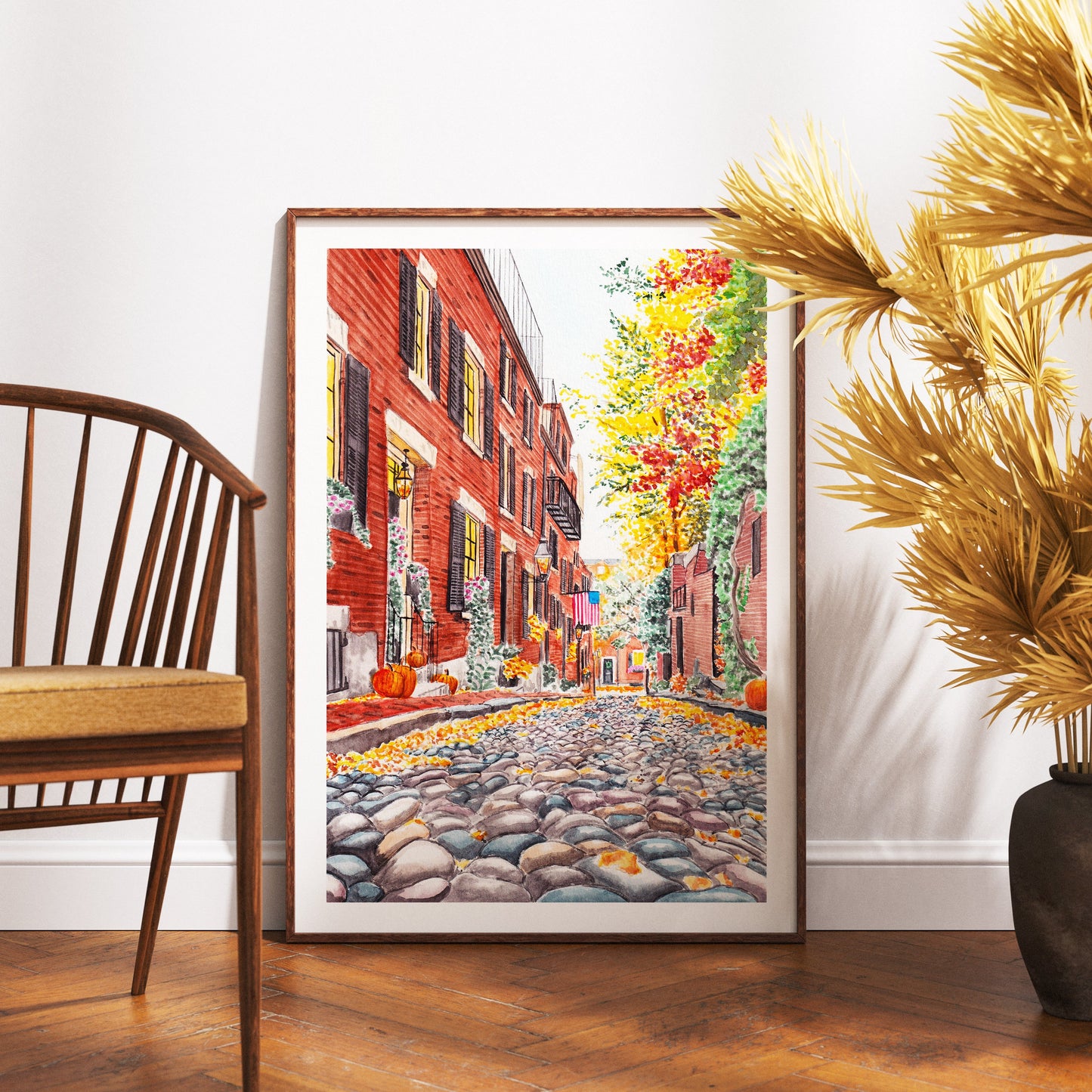 Beacon Hill Fall Watercolor Art - NorrskenArt