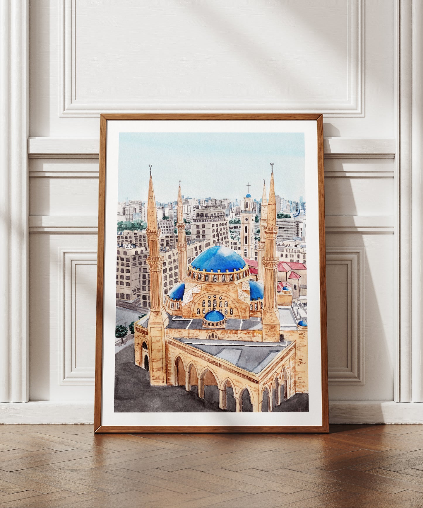 Beirut watercolor cityscape - NorrskenArt