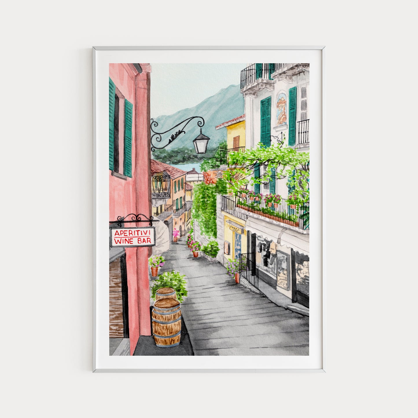 Bellagio Lake Como Landscape - Watercolor Painting - NorrskenArt