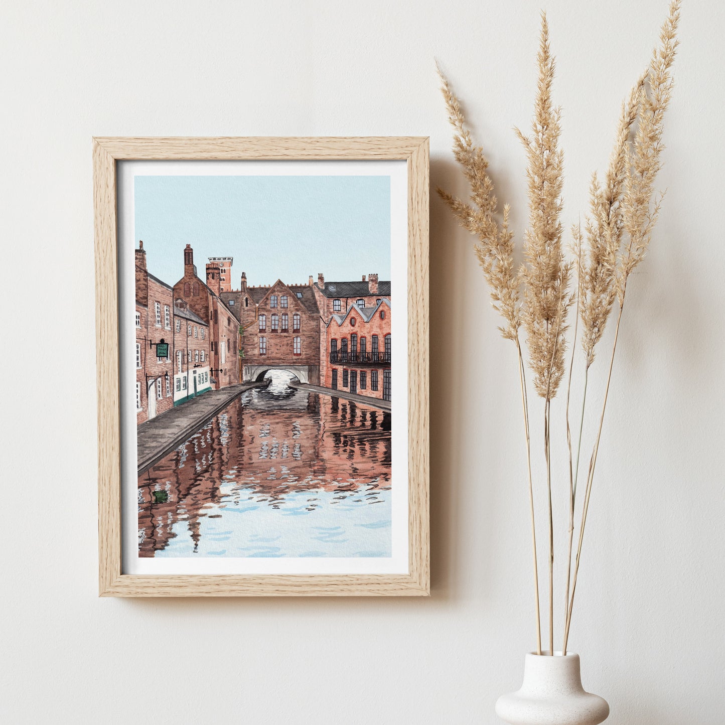 Birmingham England Watercolor Print, Watercolor Painting, Birmingham Cityscape, UK Wall Decor