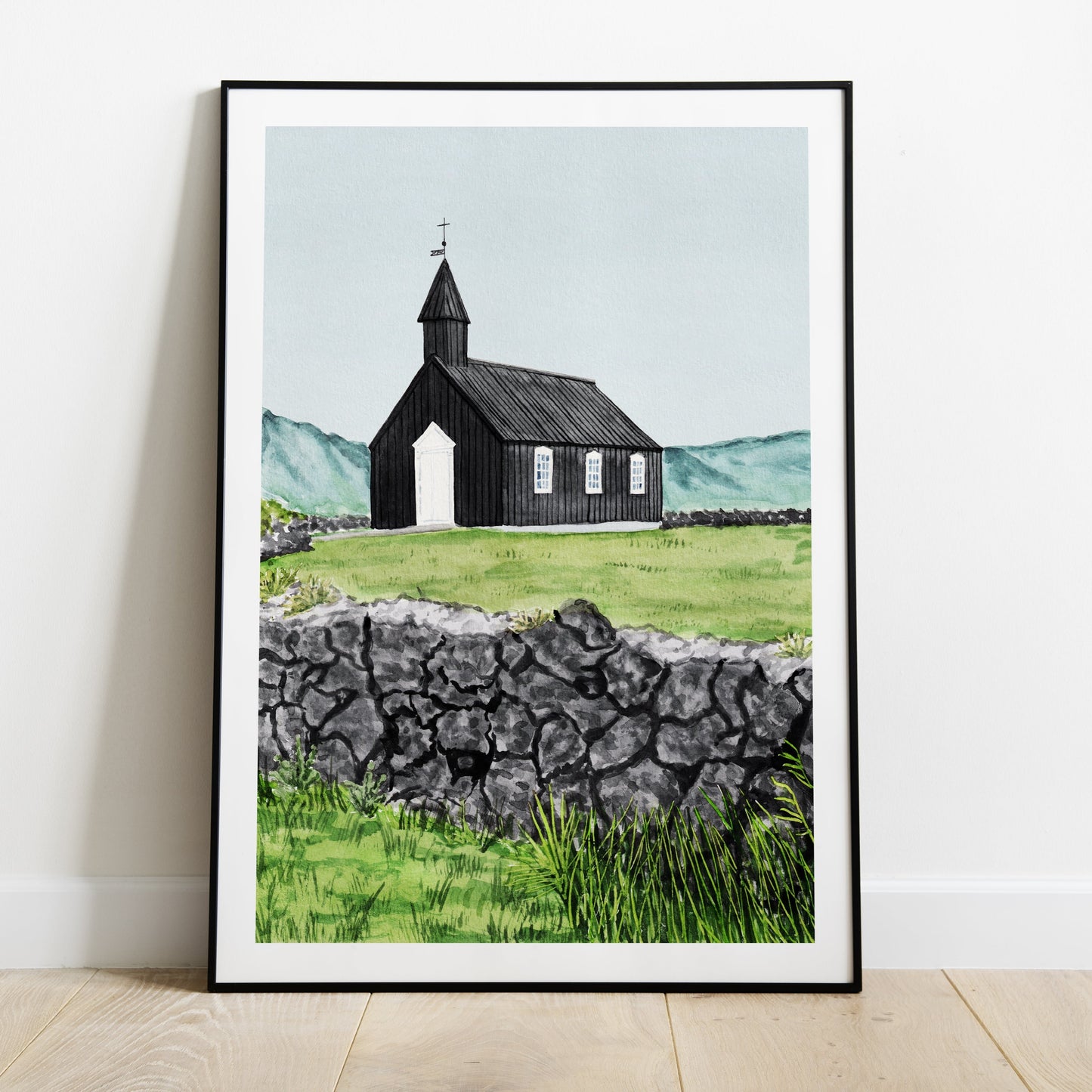 Black Church Budir Scandinavian Landscape - NorrskenArt
