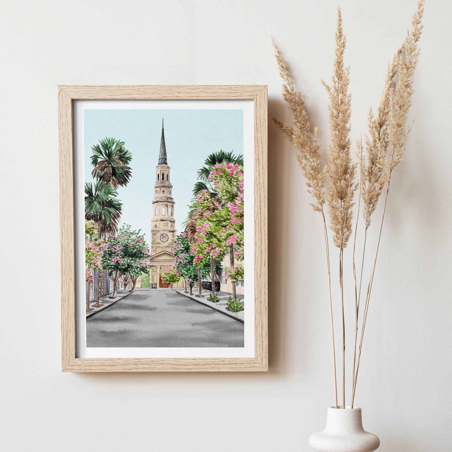 Charleston South Carolina Watercolor Art Print, Charleston Cityscape, South Carolina Travel Art