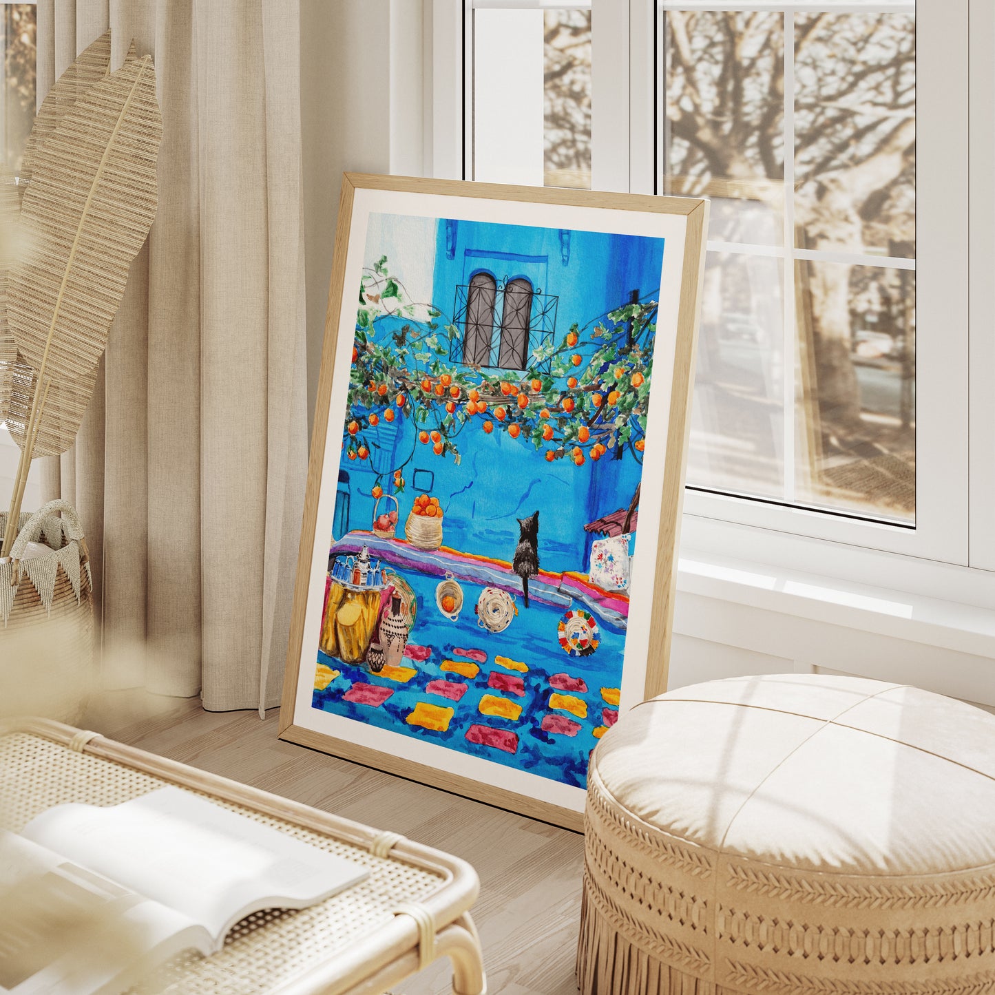 Chefchaouen Morocco Watercolor Print, Chefchaouen Blue City Art, Morocco Decor, Morocco Travel Art