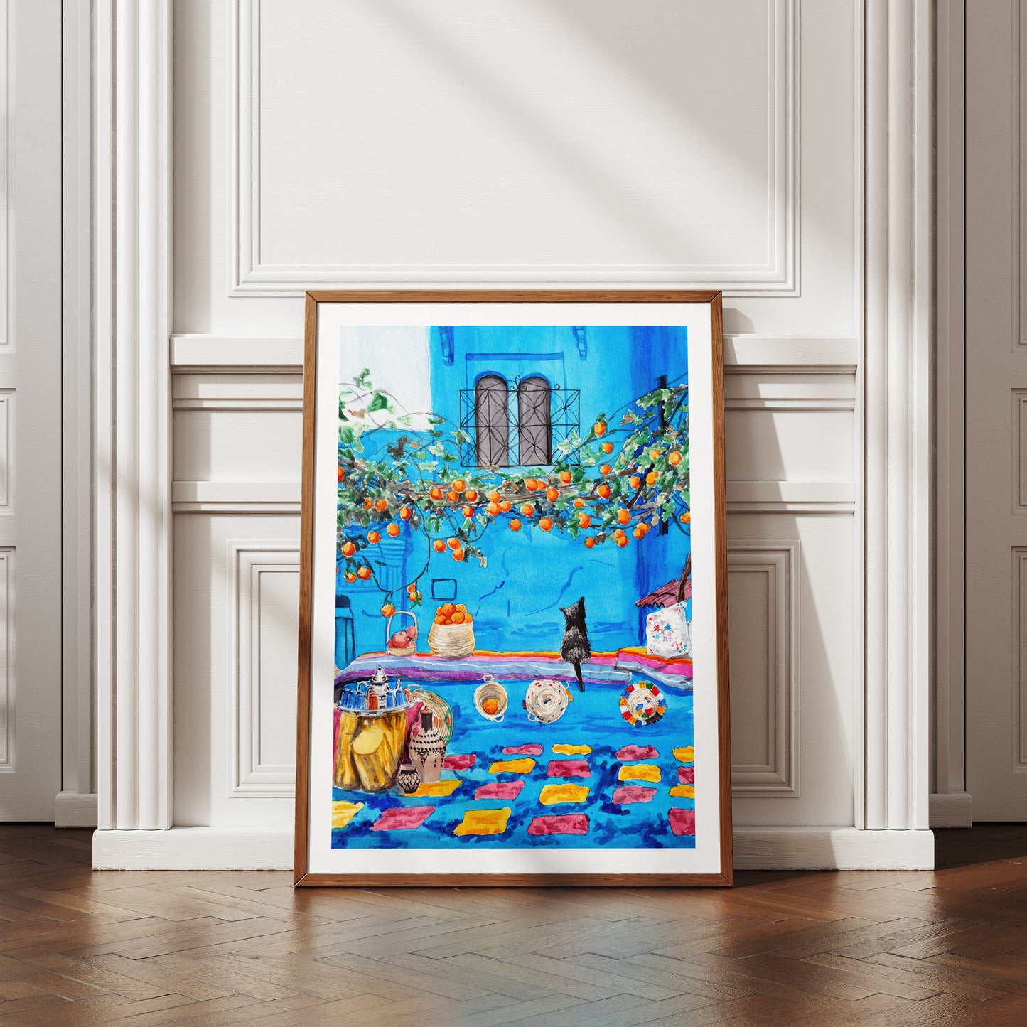 Chefchaouen Morocco Watercolor Print, Chefchaouen Blue City Art, Morocco Decor, Morocco Travel Art