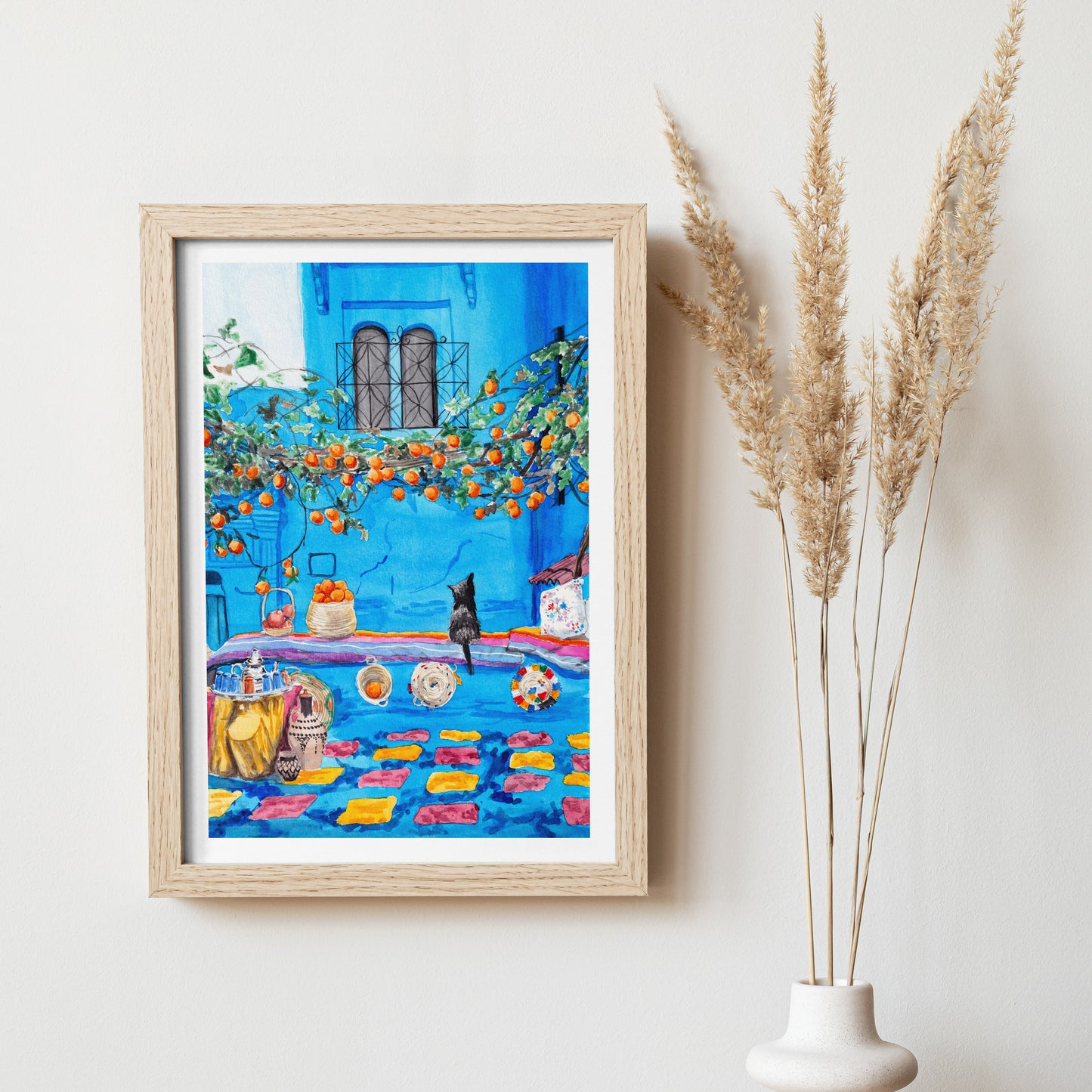 Chefchaouen Morocco Watercolor Print, Chefchaouen Blue City Art, Morocco Decor, Morocco Travel Art