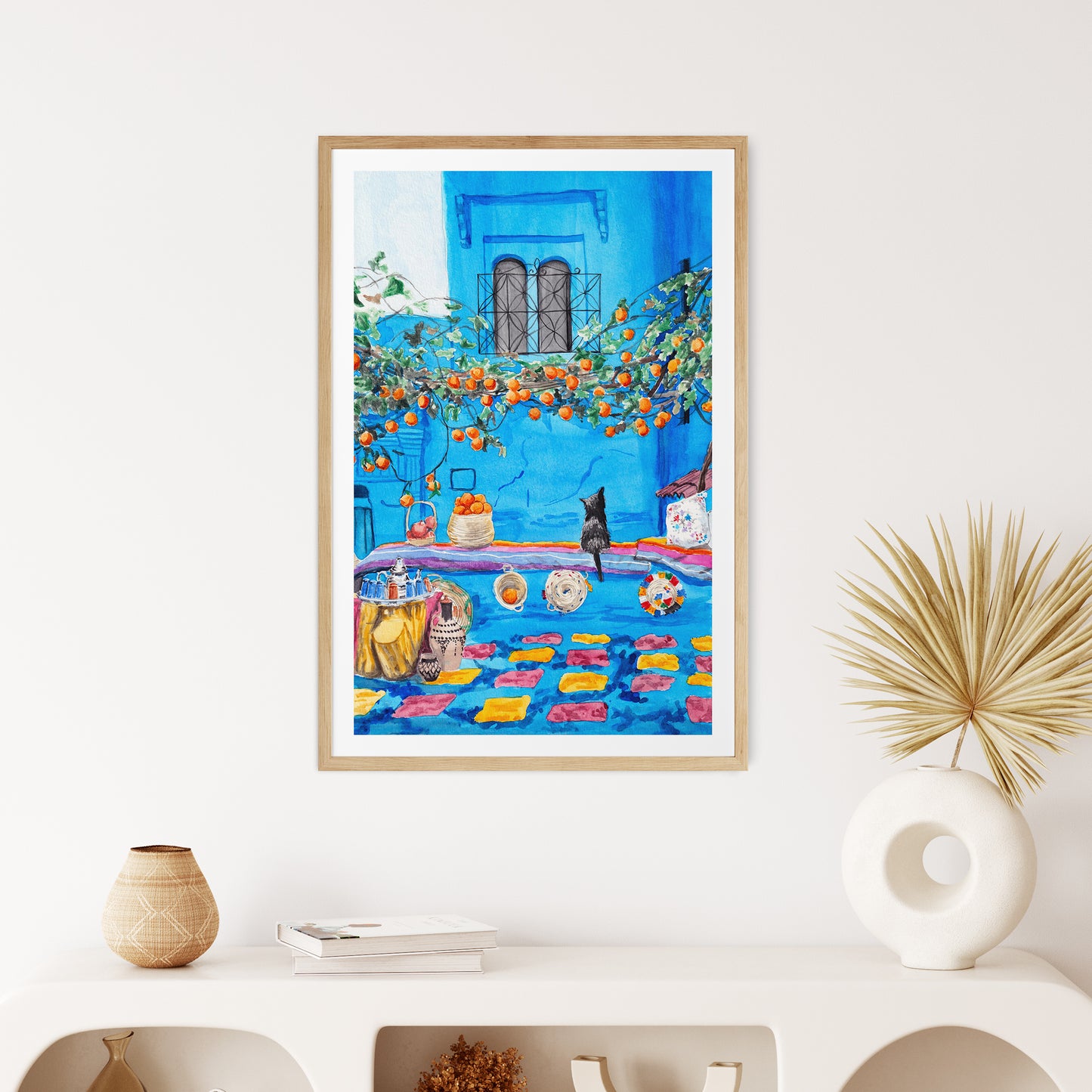 Chefchaouen Morocco Watercolor Print, Chefchaouen Blue City Art, Morocco Decor, Morocco Travel Art