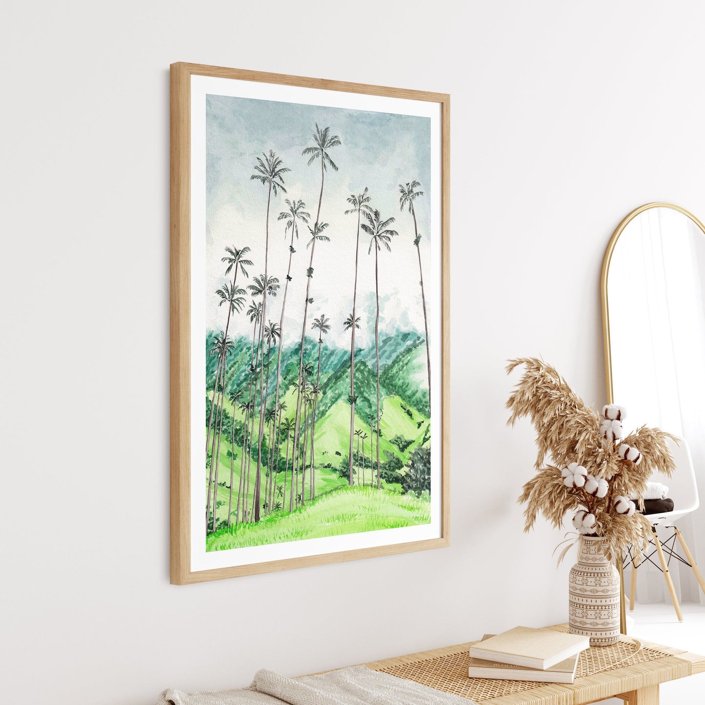 Cocora Valley Watercolor Print - Printable Digital Art - NorrskenArt
