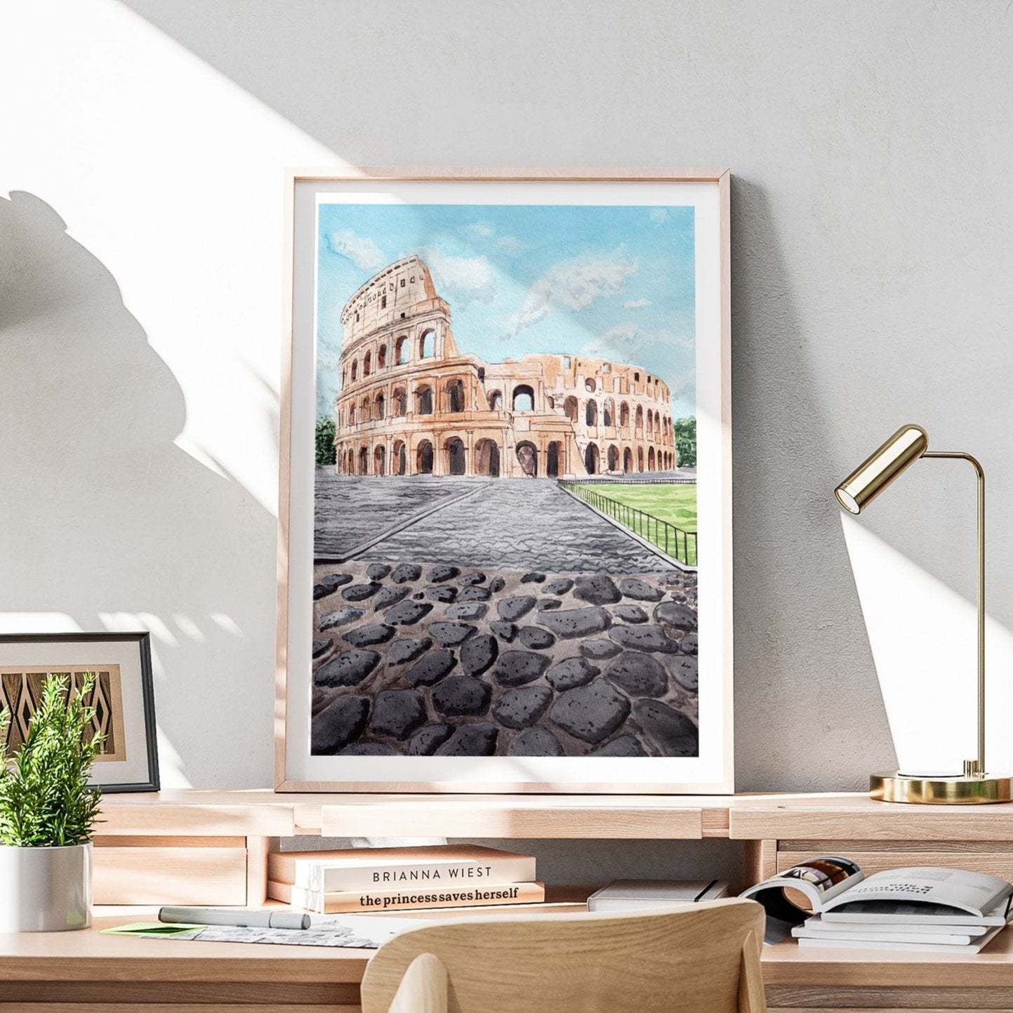 Impresión artística en acuarela del Coliseo de Roma | Monumento emblemático de Italia | Regalo de viaje