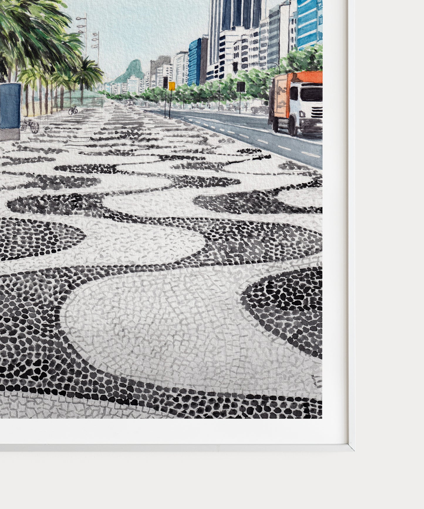 Copacabana Beach Rio Brazil Watercolor Art Print | Rio de Janeiro Cityscape | Travel Gift | Tropical Wall Art