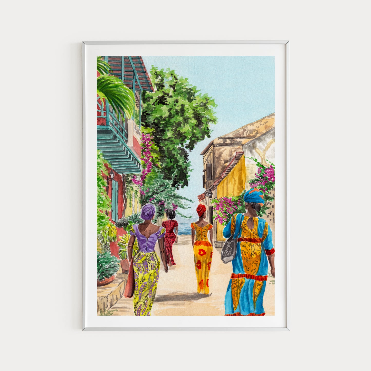 Dakar Watercolor Wall Art African Cityscape - NorrskenArt