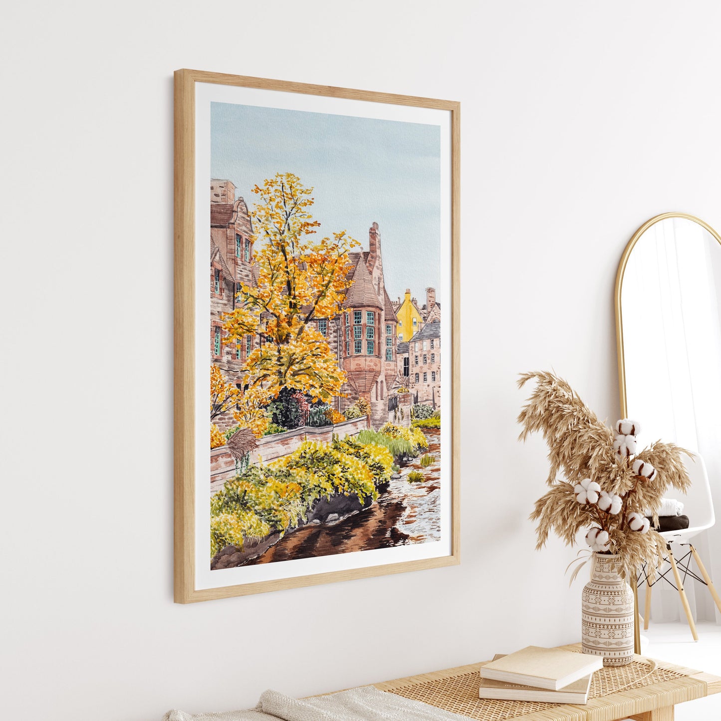 Dean Village Edinburgh watercolor art - NorrskenArt