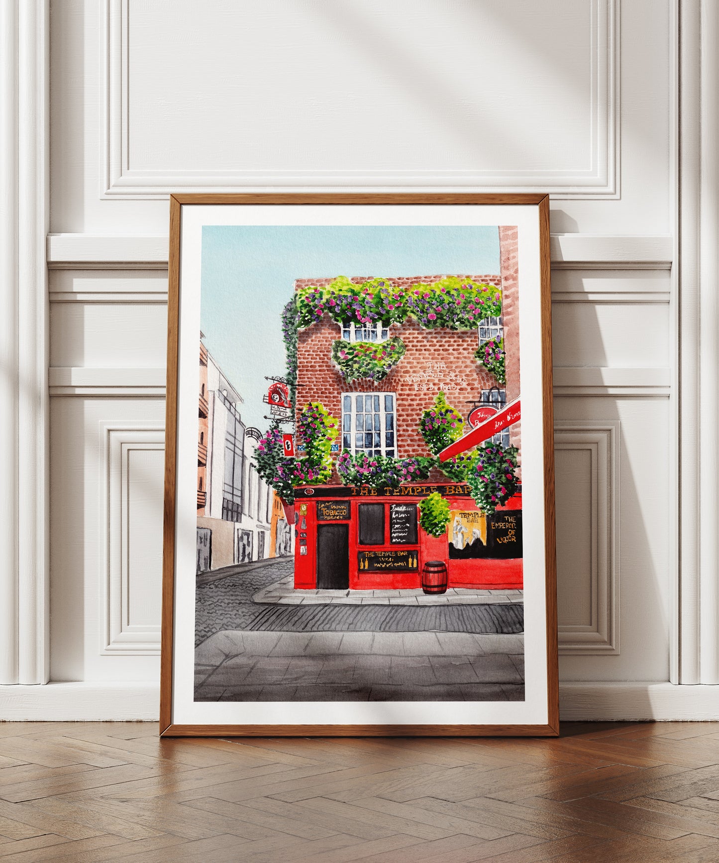 Dublin watercolor cityscape - NorrskenArt