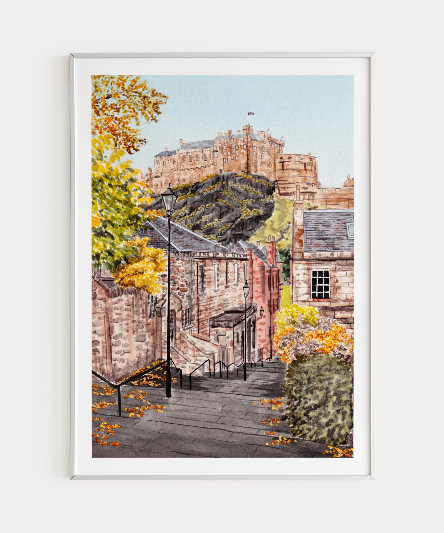 Edinburgh Viewpoint in Fall – Watercolor Art Print - Scottish Decor - NorrskenArt