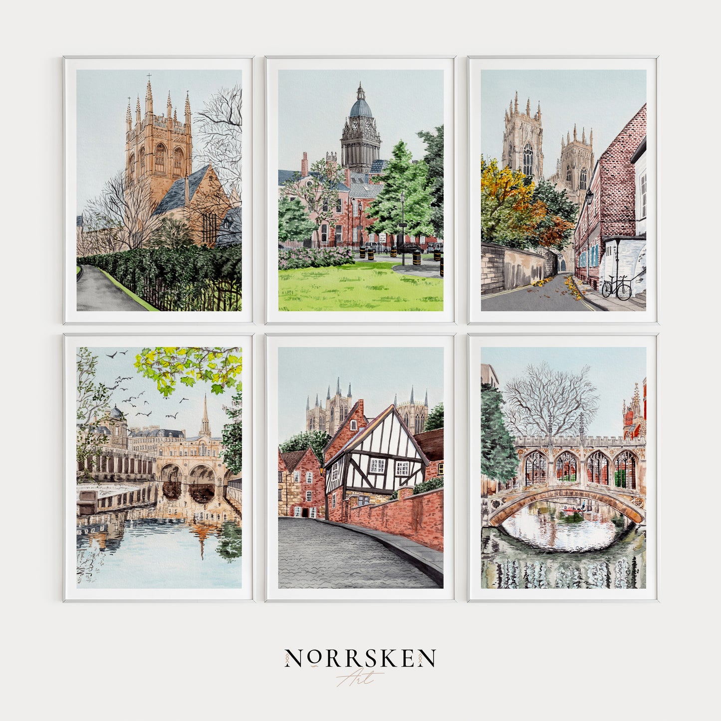 England watercolor gallery wall art - NorrskenArt
