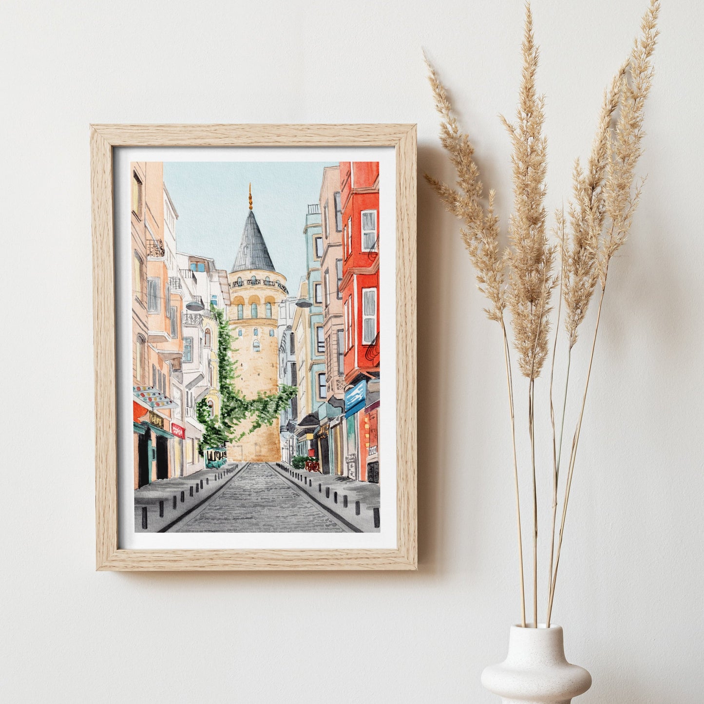 Galata Tower Istanbul Watercolor Art Print Travel Gift
