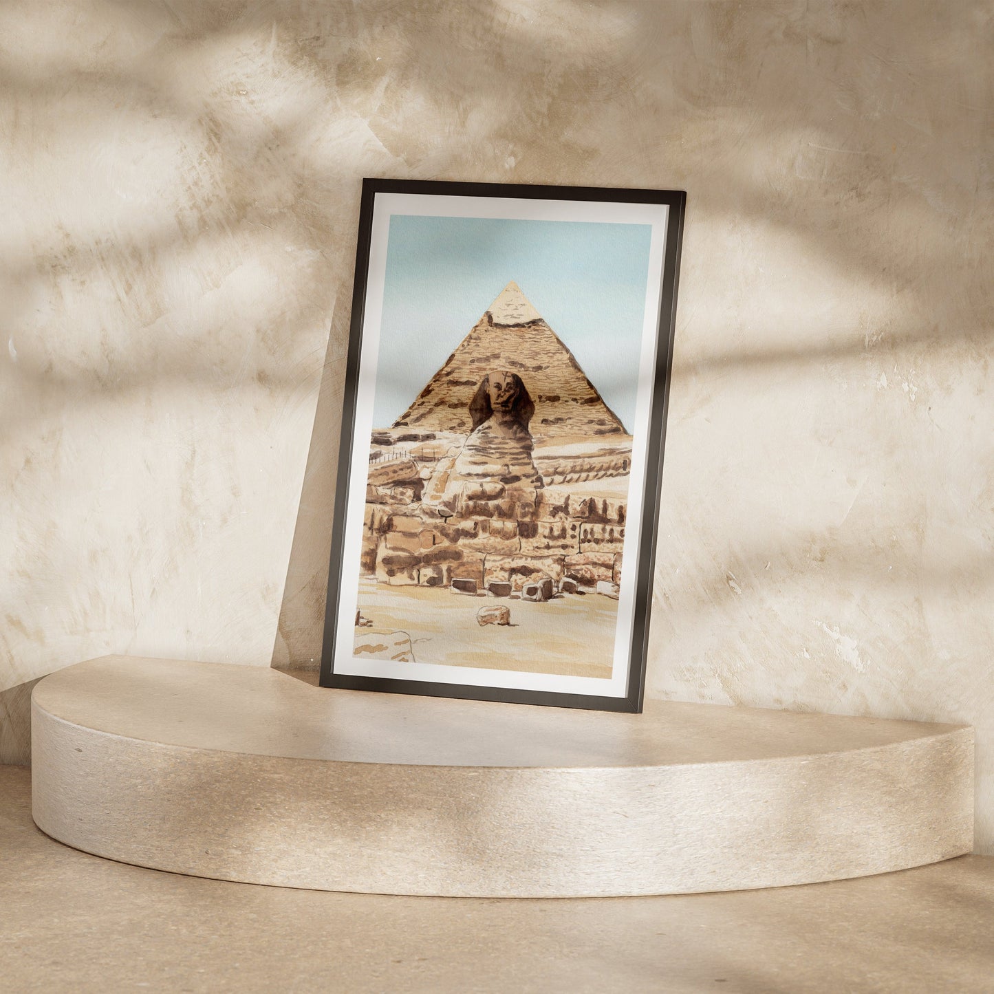 Giza Egypt Watercolor Painting - Egyptian Art - NorrskenArt