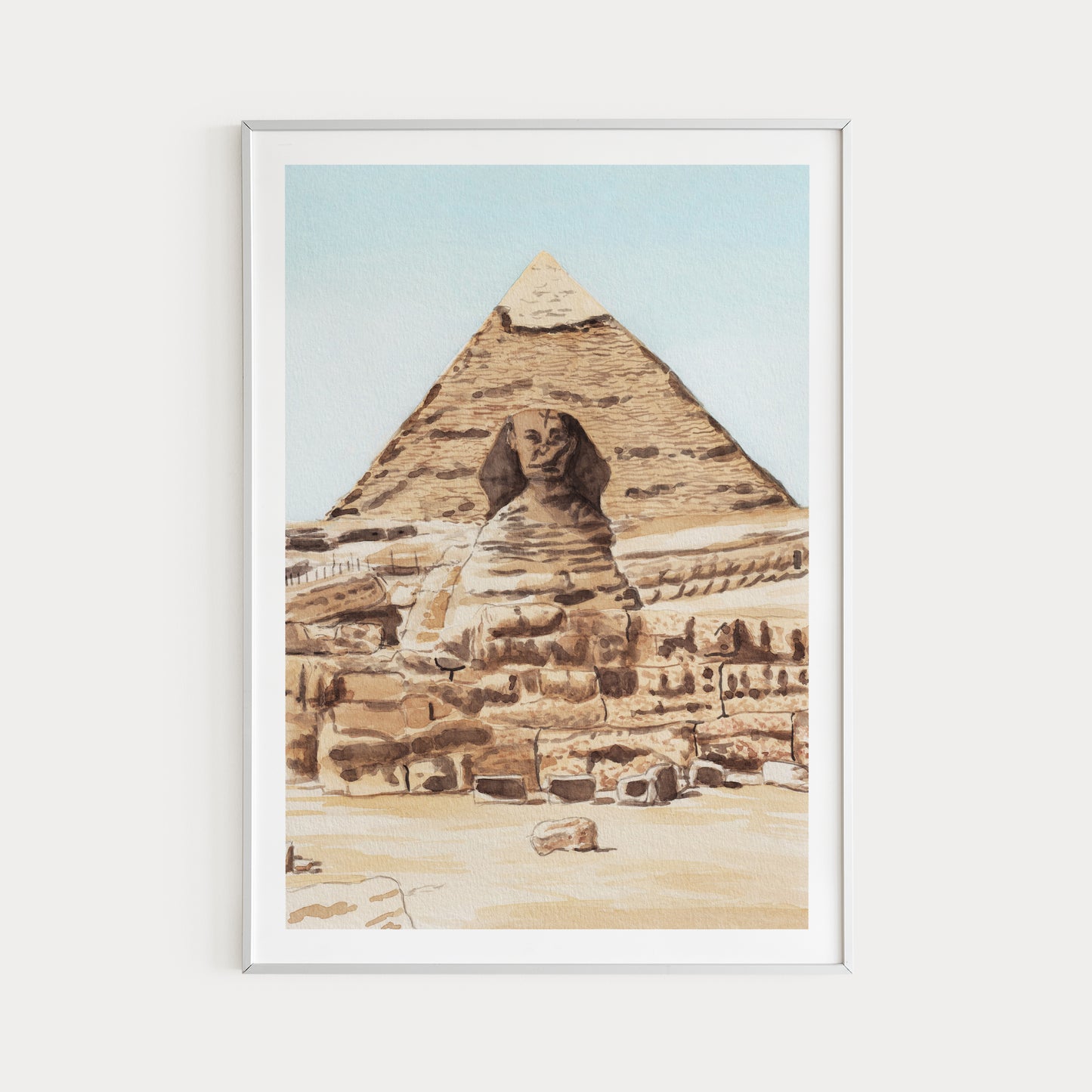 Giza Egypt Cityscape - Watercolor Painting - NorrskenArt