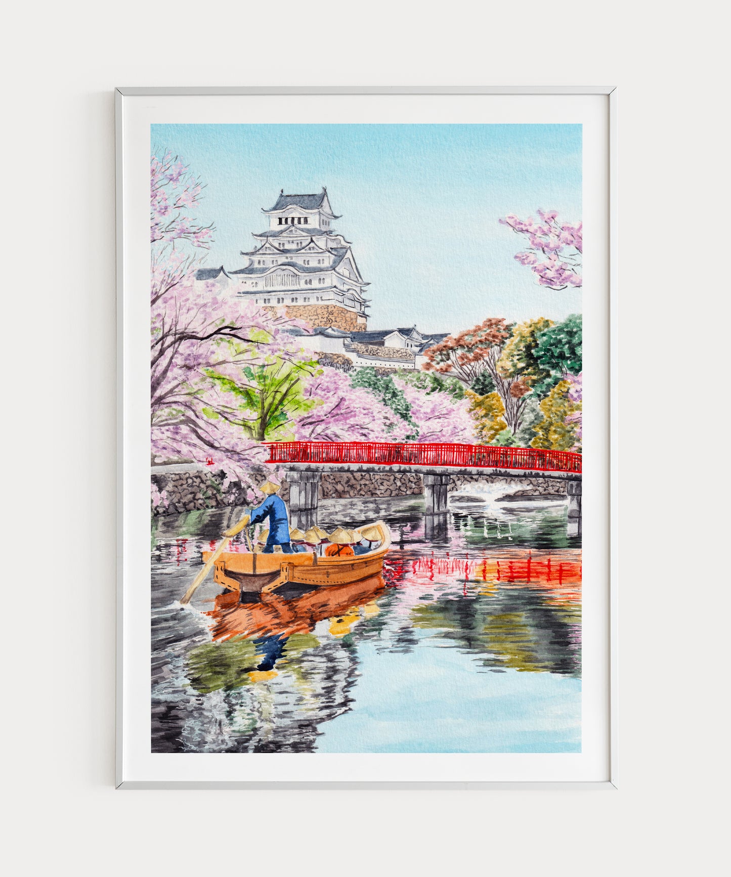 Himeji Castle Japan Watercolor Art Print Asian Art Travel Gift