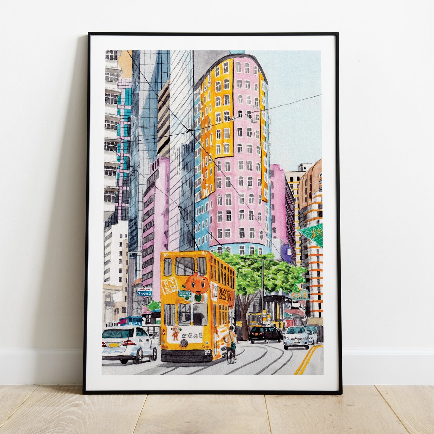Hong Kong Cityscape Watercolor Art Print Travel Gift