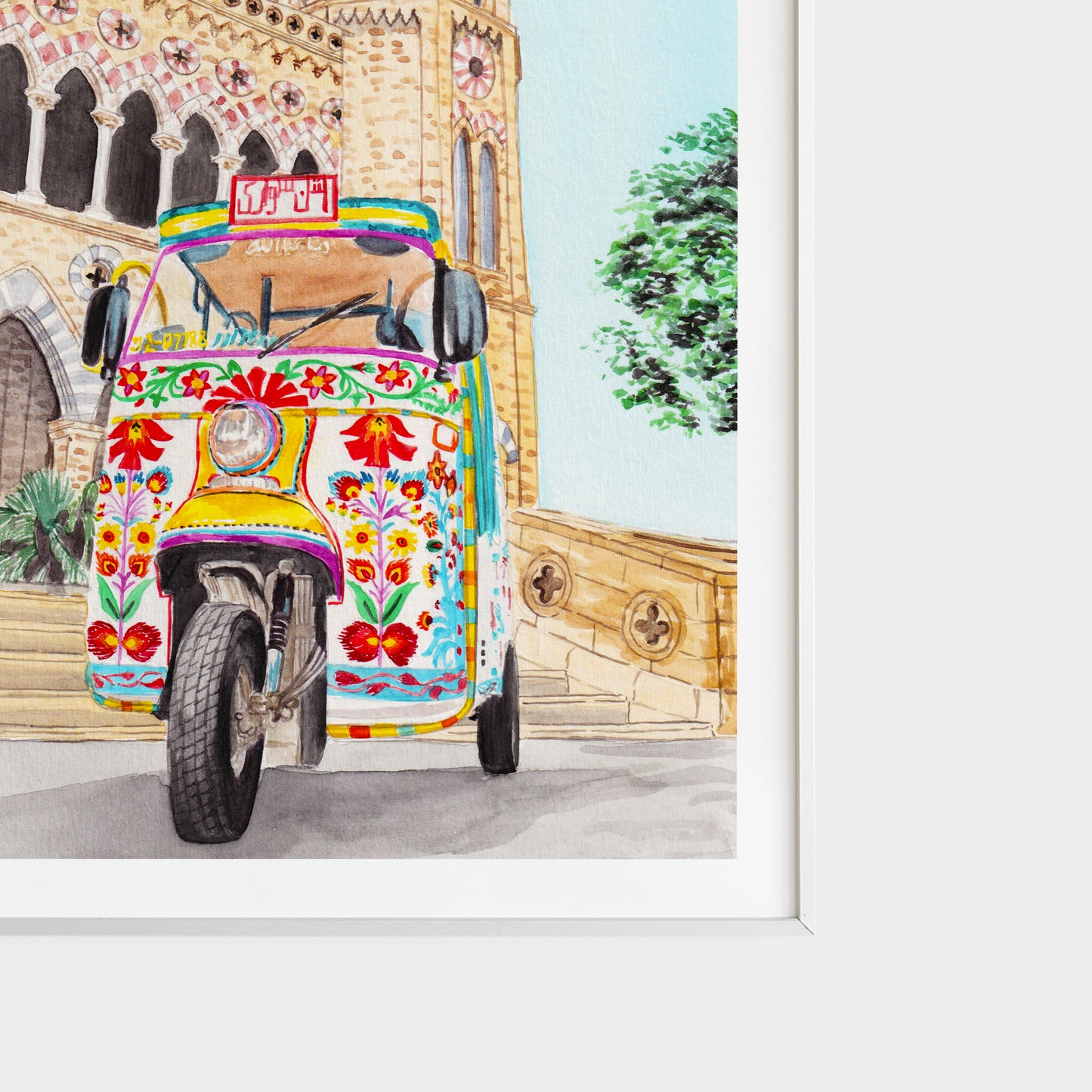 Impresión de acuarela de Karachi, Pakistán | Paisaje urbano de Karachi | Regalo de viaje | Arte mural de Pakistán | Decoración pakistaní