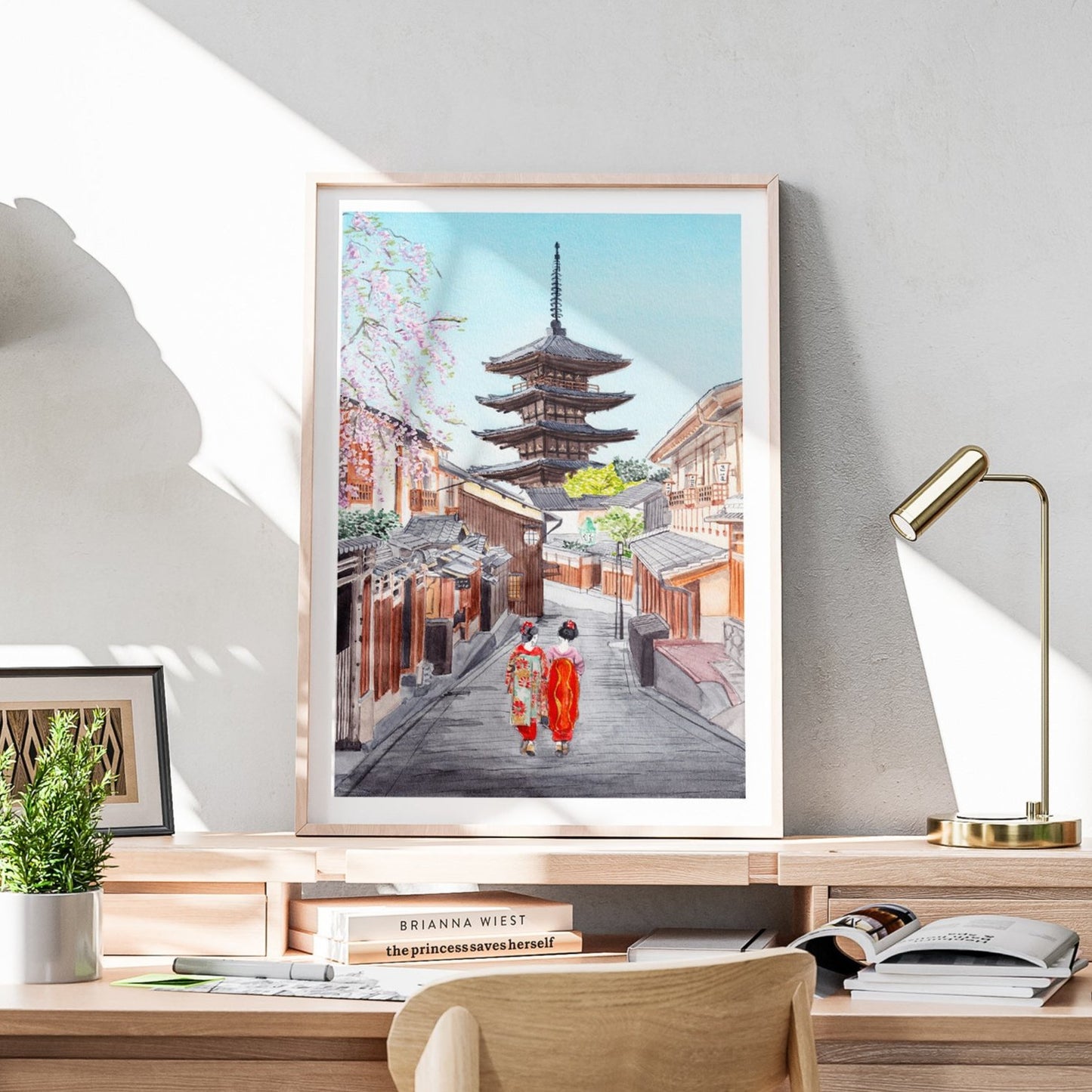 Kyoto in Spring, Japan - Watercolor Landscape Art Print - NorrskenArt