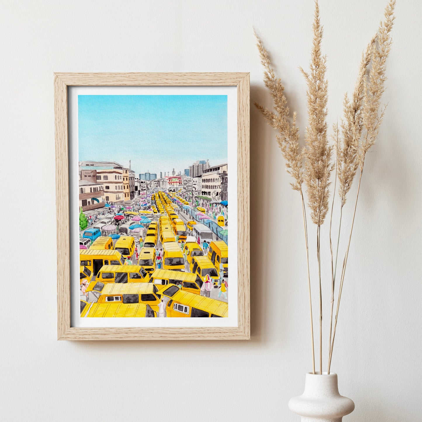 Lagos Watercolor Cityscape