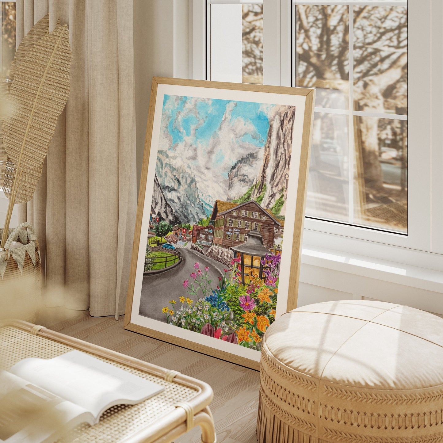 Lauterbrunnen Wall Art - Watercolor Painting - NorrskenArt