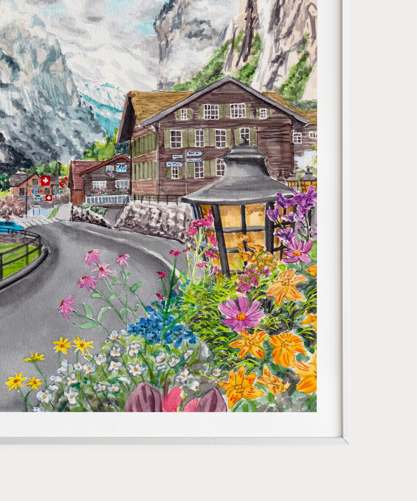 Lauterbrunnen Swiss Decor - Watercolor Painting