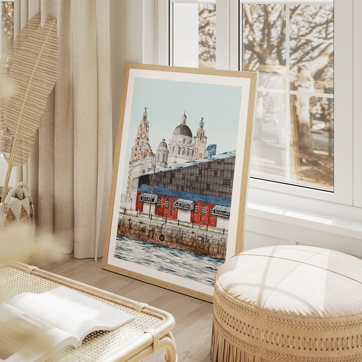 Liverpool Watercolor Wall Art, UK Decor, Liverpool Painting, England Art, Liverpool Cityscape, Travel Gift