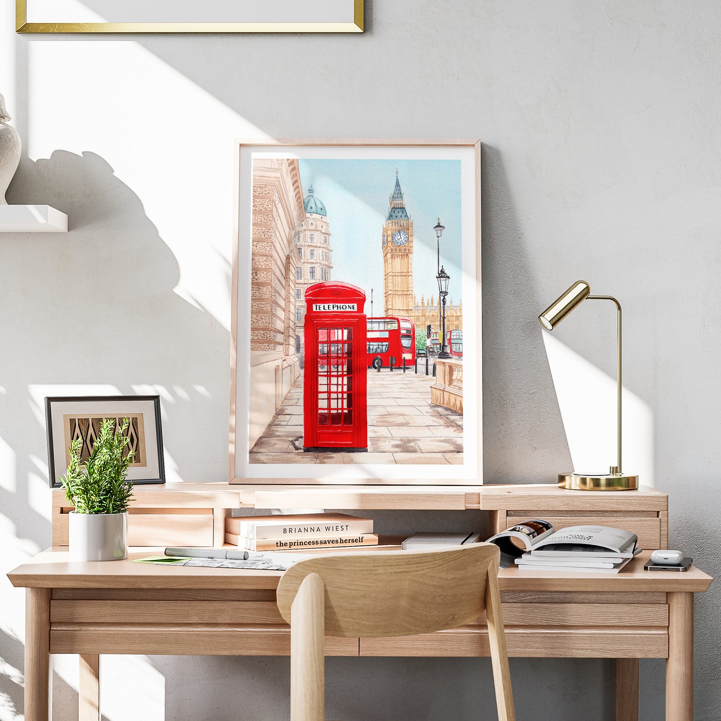 London Watercolor Print, England Wall Art, London Cityscape, UK Decor, London Travel Art