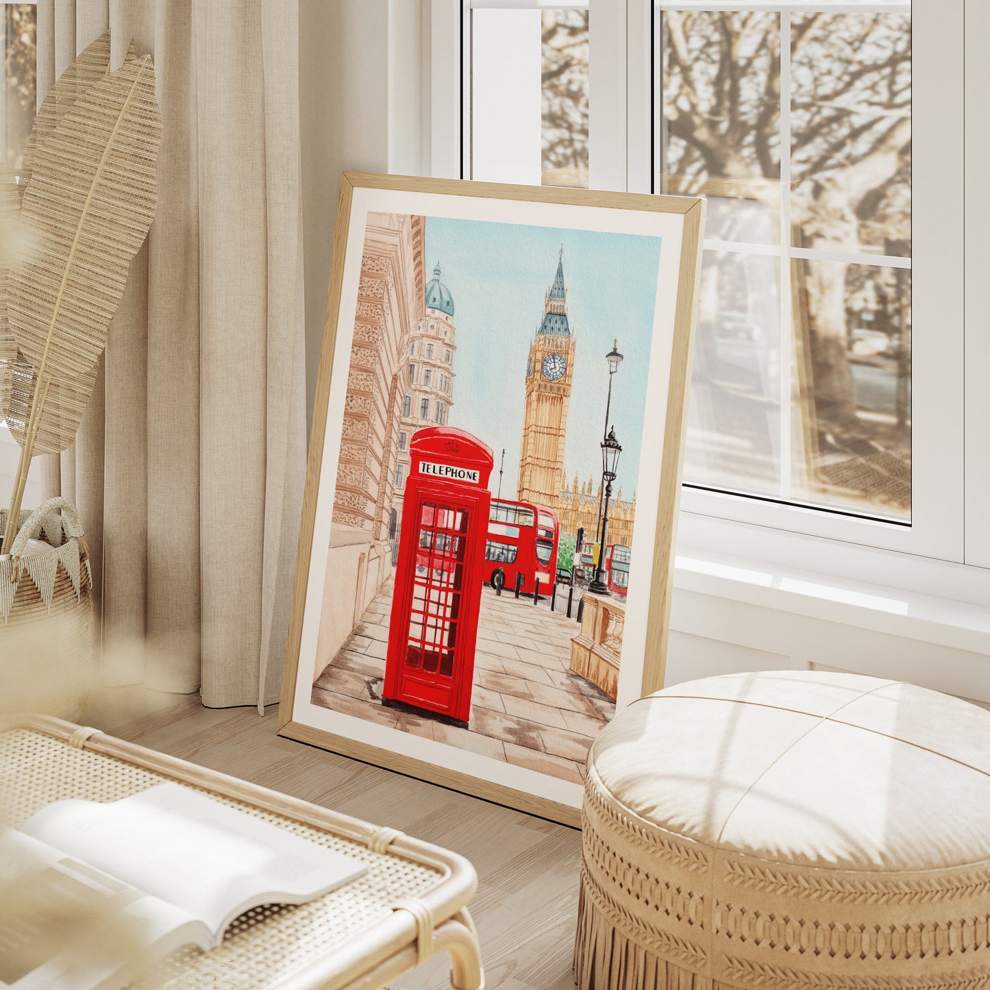 London Watercolor Print, England Wall Art, London Cityscape, UK Decor, London Travel Art