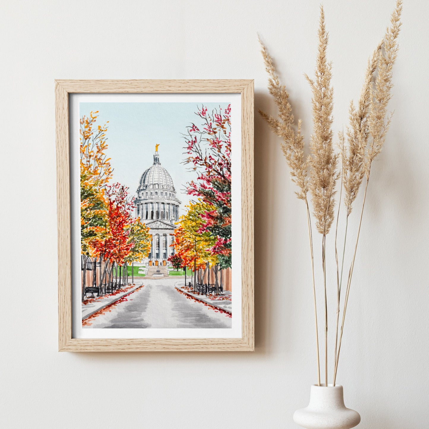 Madison Wisconsin pintura de acuarela