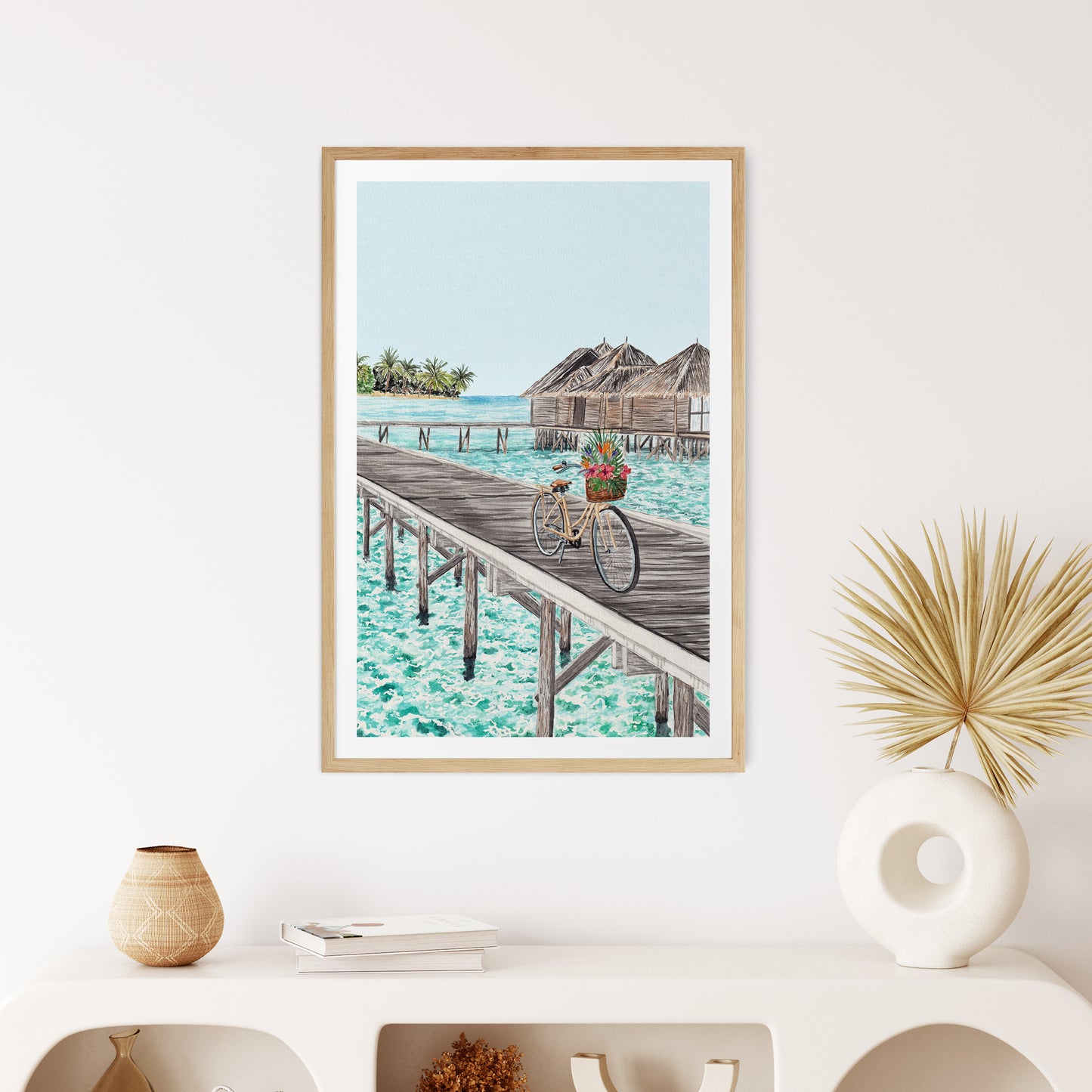 Maldives Watercolor Print, Tropical Wall Art, Maldives Travel Art, Maldives Beach Decor