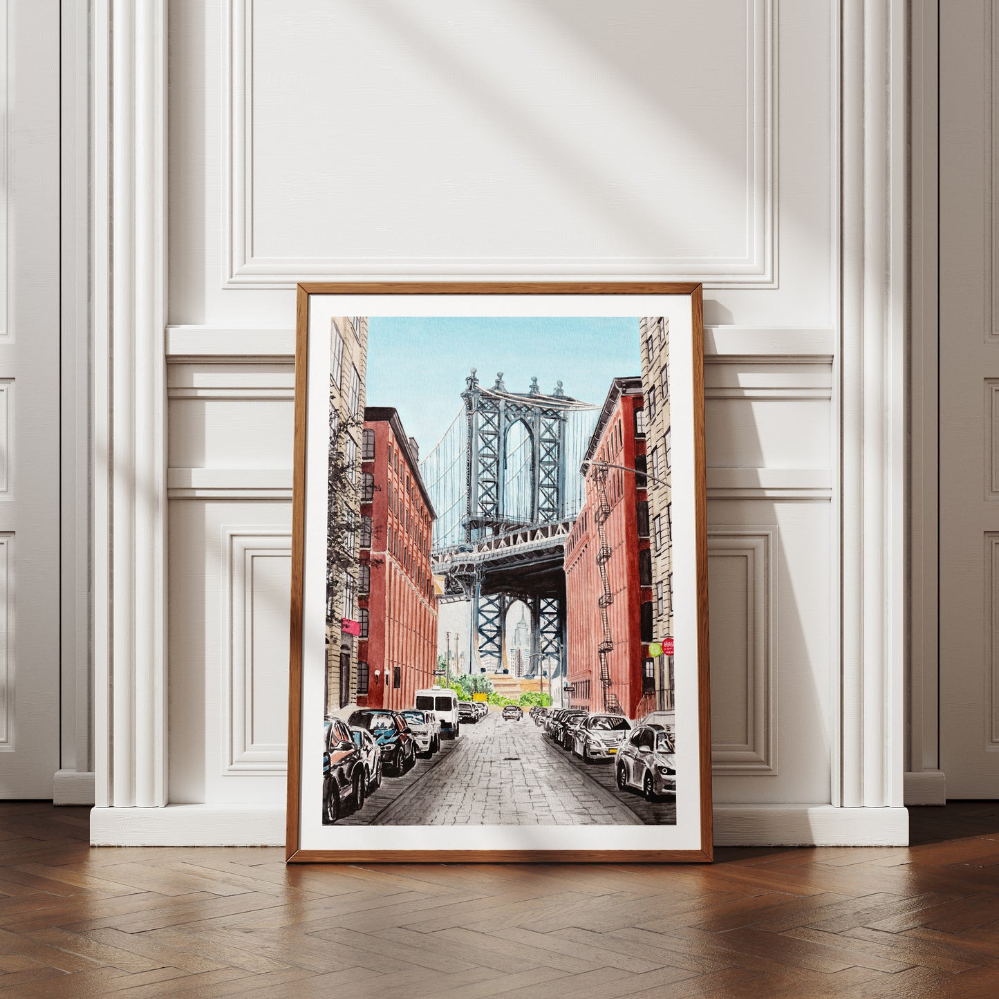 Manhattan New York Watercolor Wall Art, New York Cityscape, Urban Decor, Manhattan Painting, Travel Gift