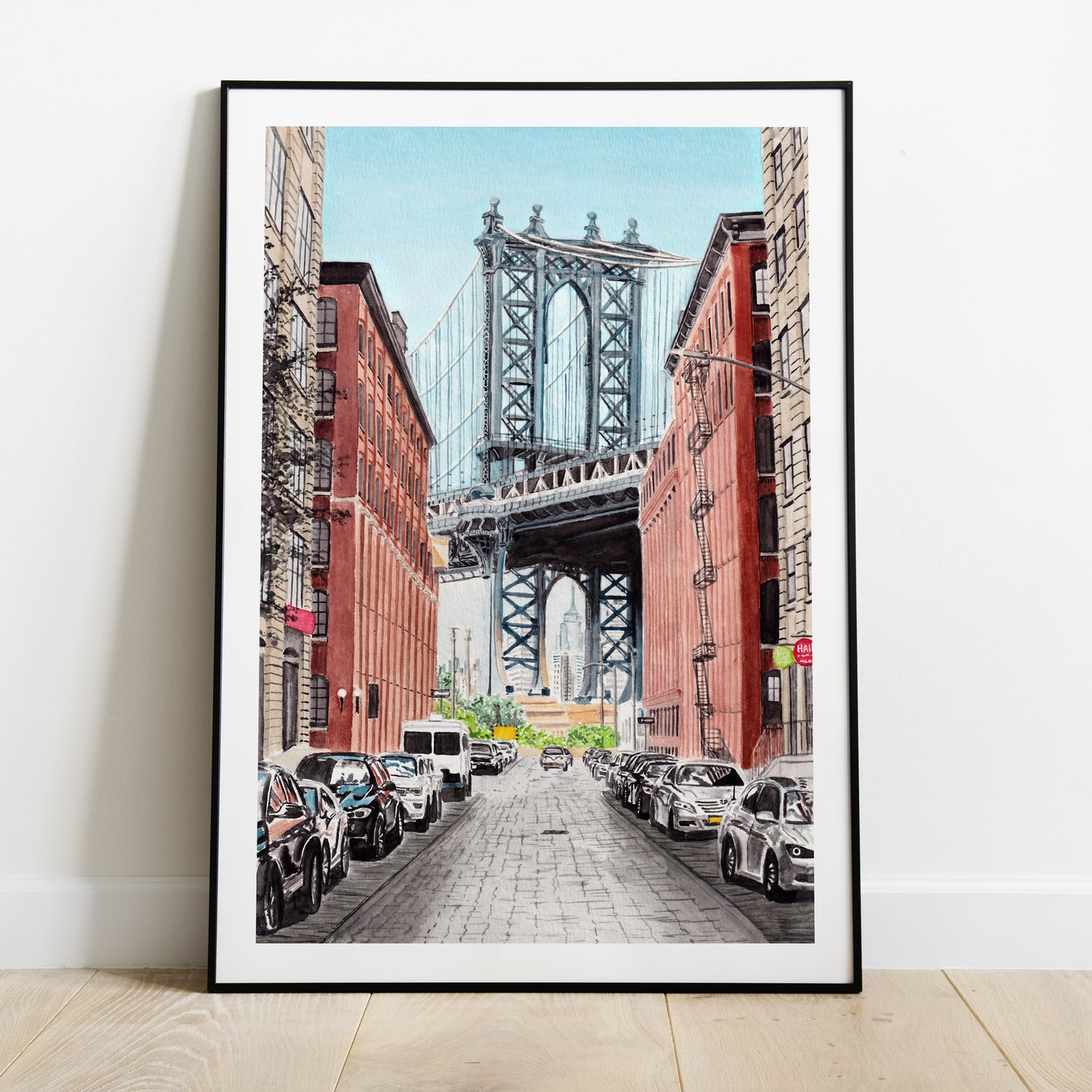 Manhattan New York Watercolor Wall Art, New York Cityscape, Urban Decor, Manhattan Painting, Travel Gift