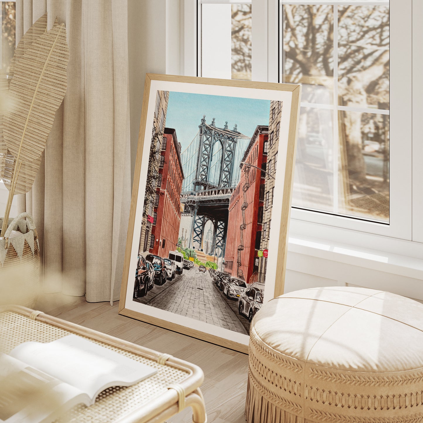 Manhattan New York Watercolor Wall Art, New York Cityscape, Urban Decor, Manhattan Painting, Travel Gift