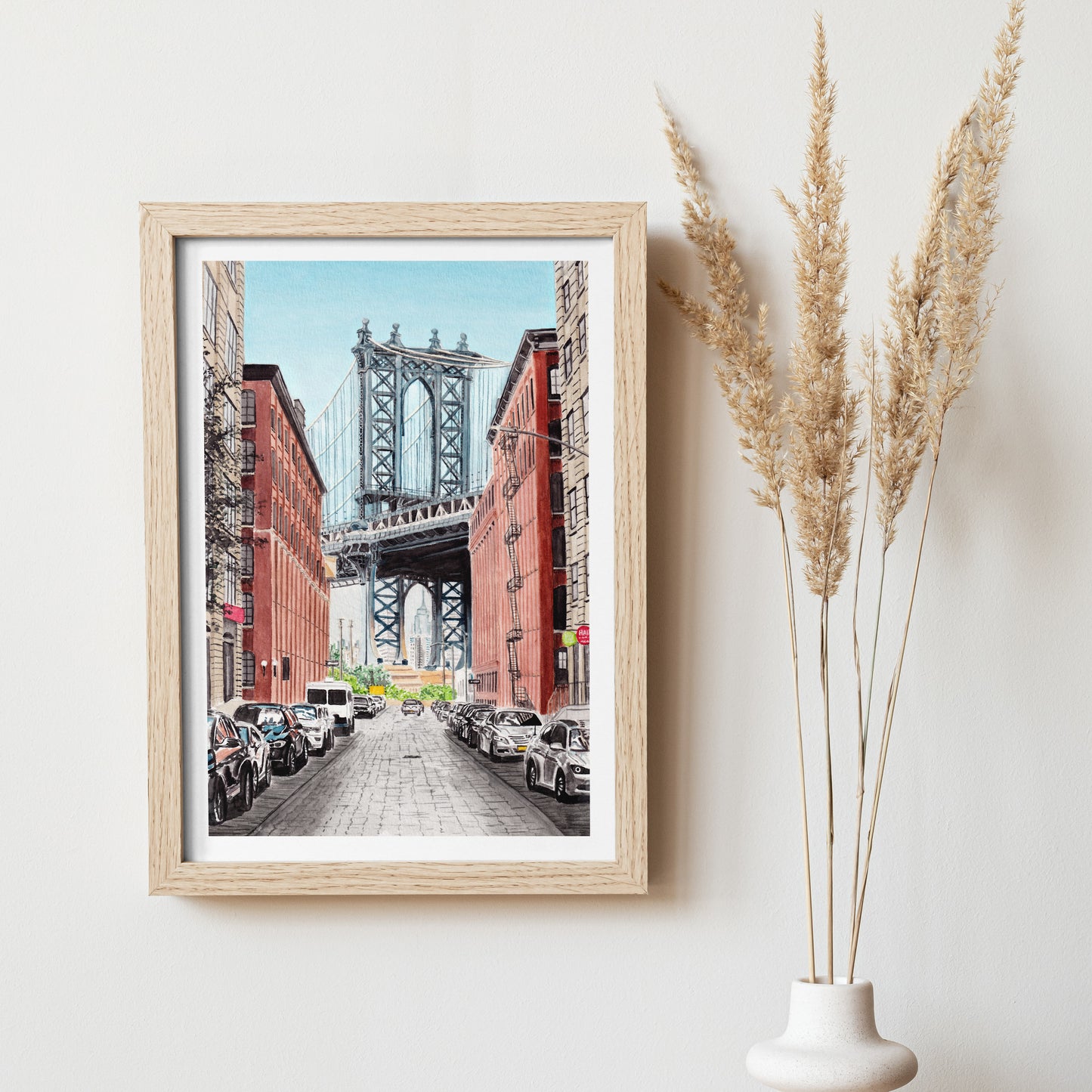 Manhattan New York Watercolor Wall Art, New York Cityscape, Urban Decor, Manhattan Painting, Travel Gift