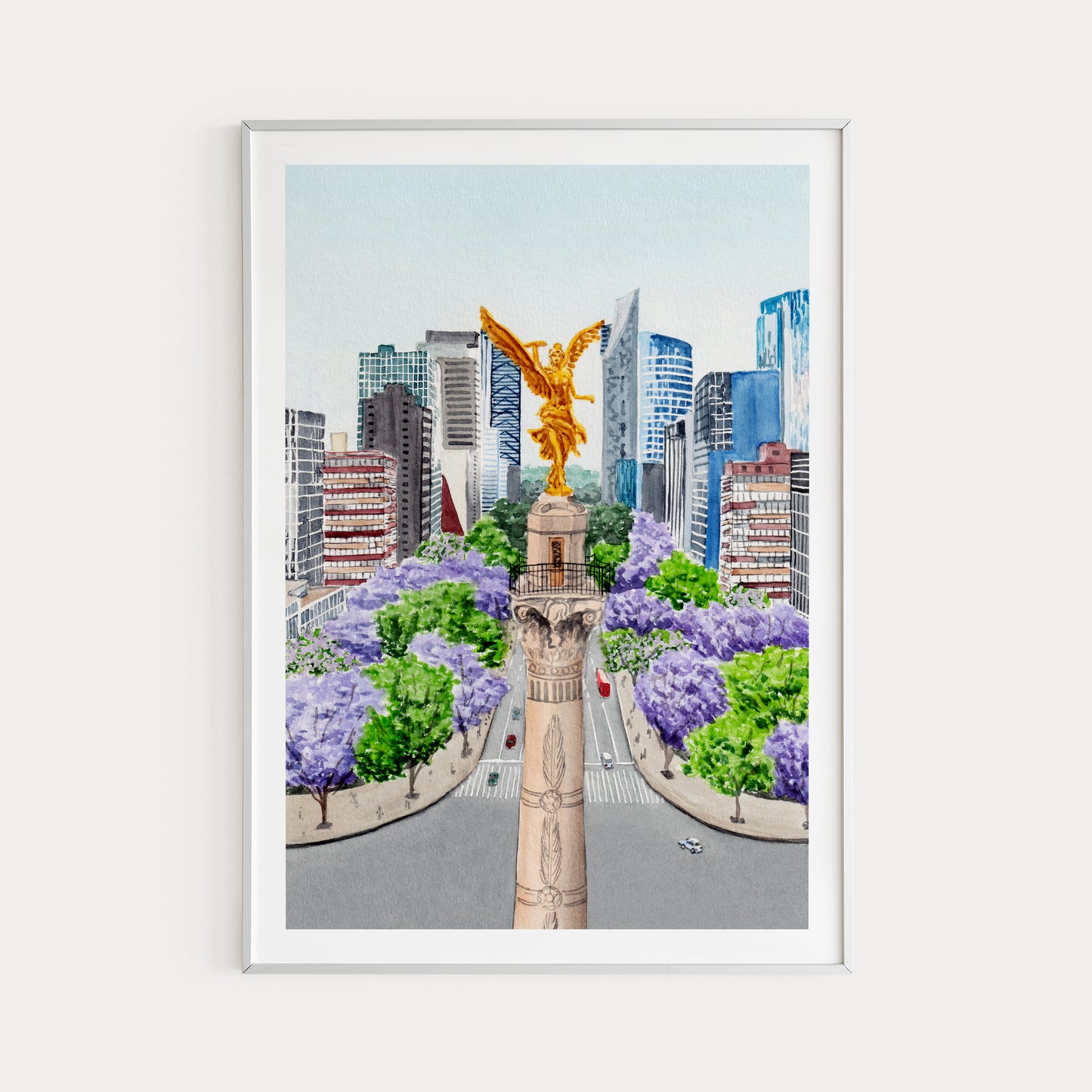 Mexico City Cityscape Watercolor Art Print - Mexican Landscape - Travel Gift