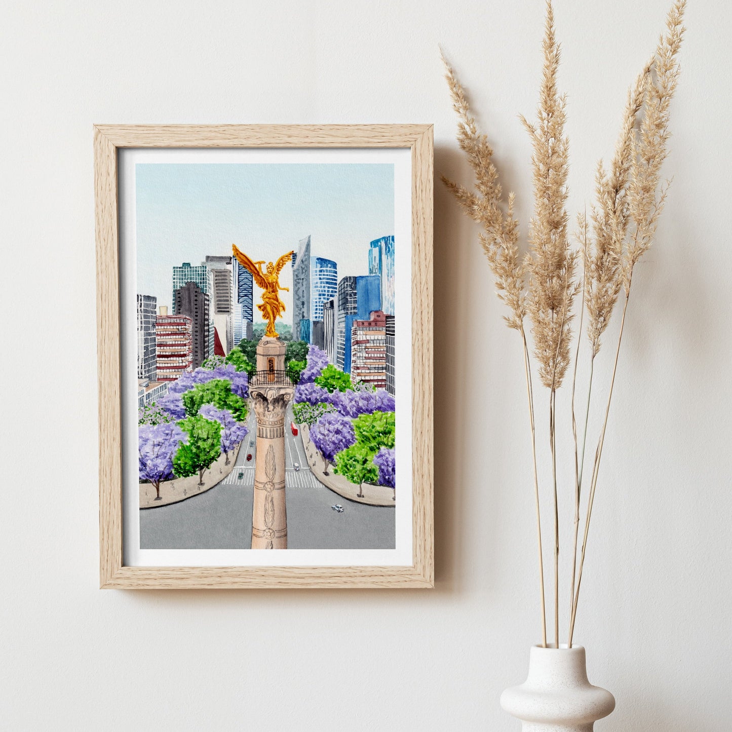 Mexico City watercolor painting - NorrskenArt