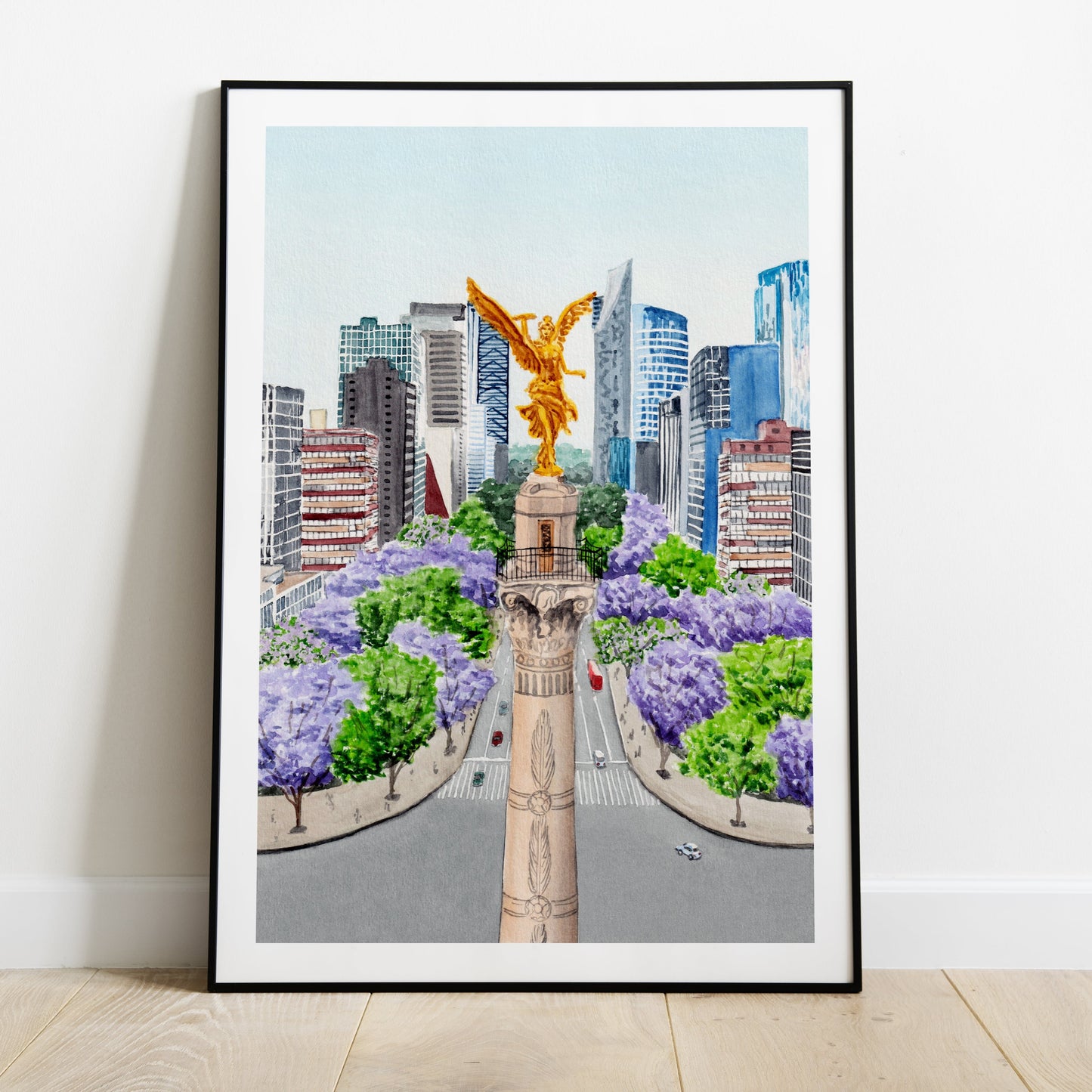 Mexico watercolor cityscape - NorrskenArt