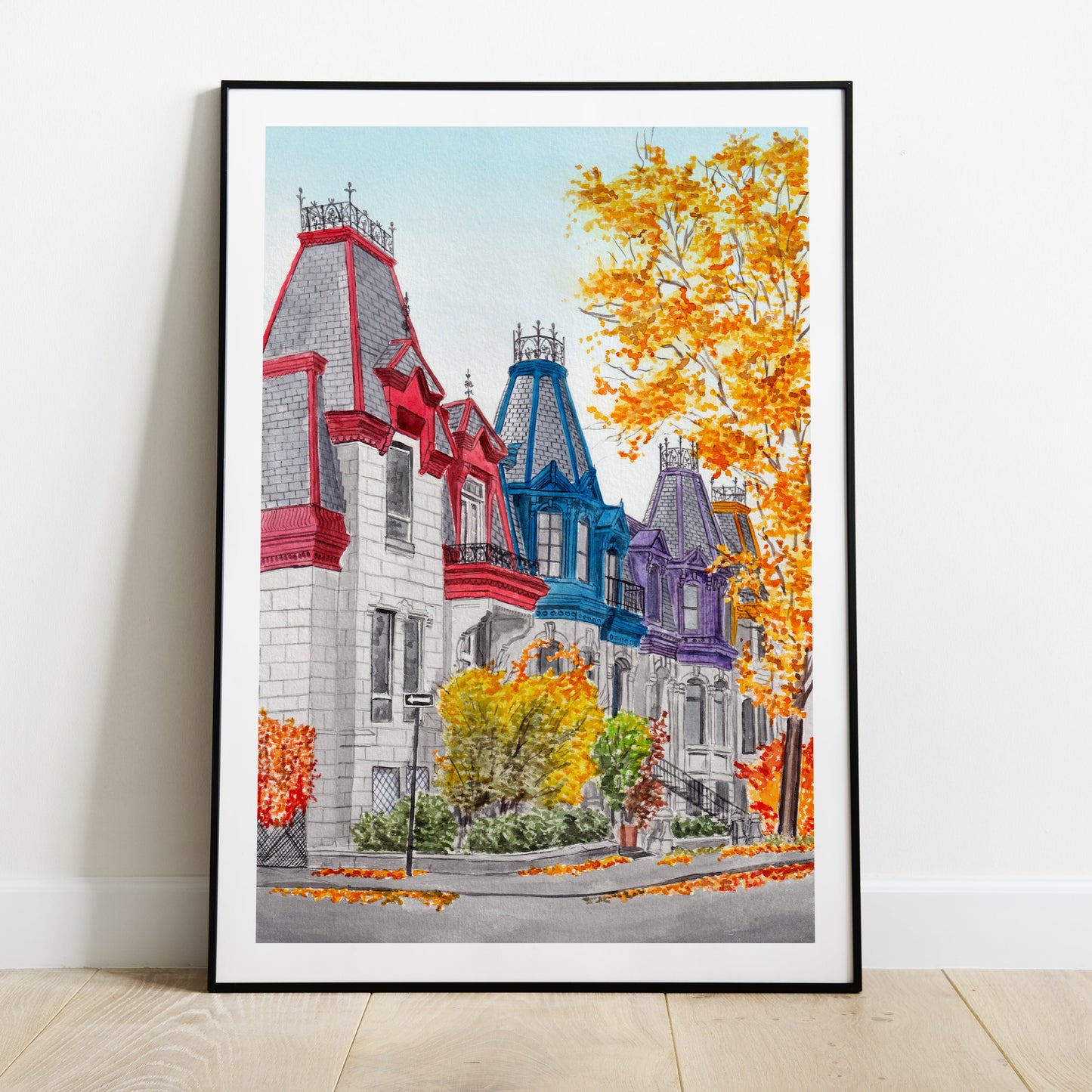 Montreal in Fall Watercolor Art Print - Canadian Decor - Autumn Decor - Travel Gift