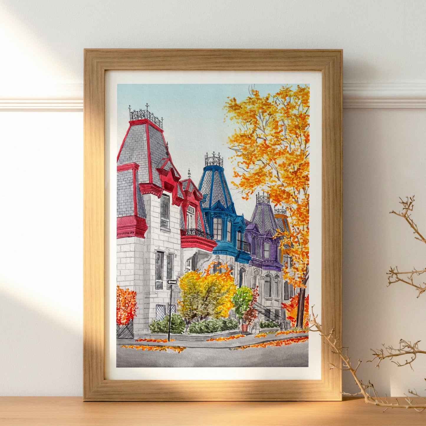 Montreal in Fall Canadian Decor - Watercolor Art - Autumn Gift